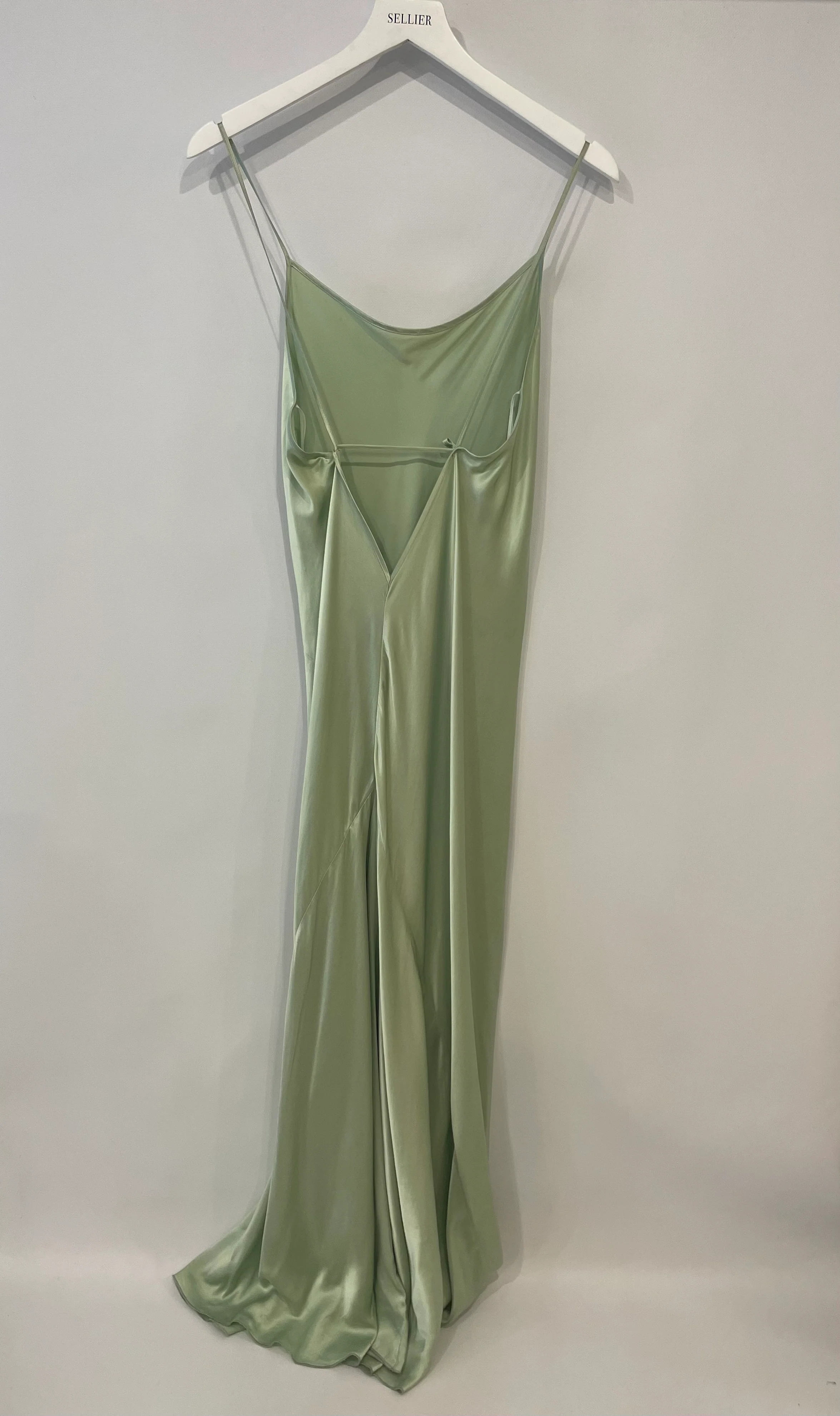Victoria Beckham Pastel Green Silky Sleeveless Maxi Dress Size UK 12 - Image 8