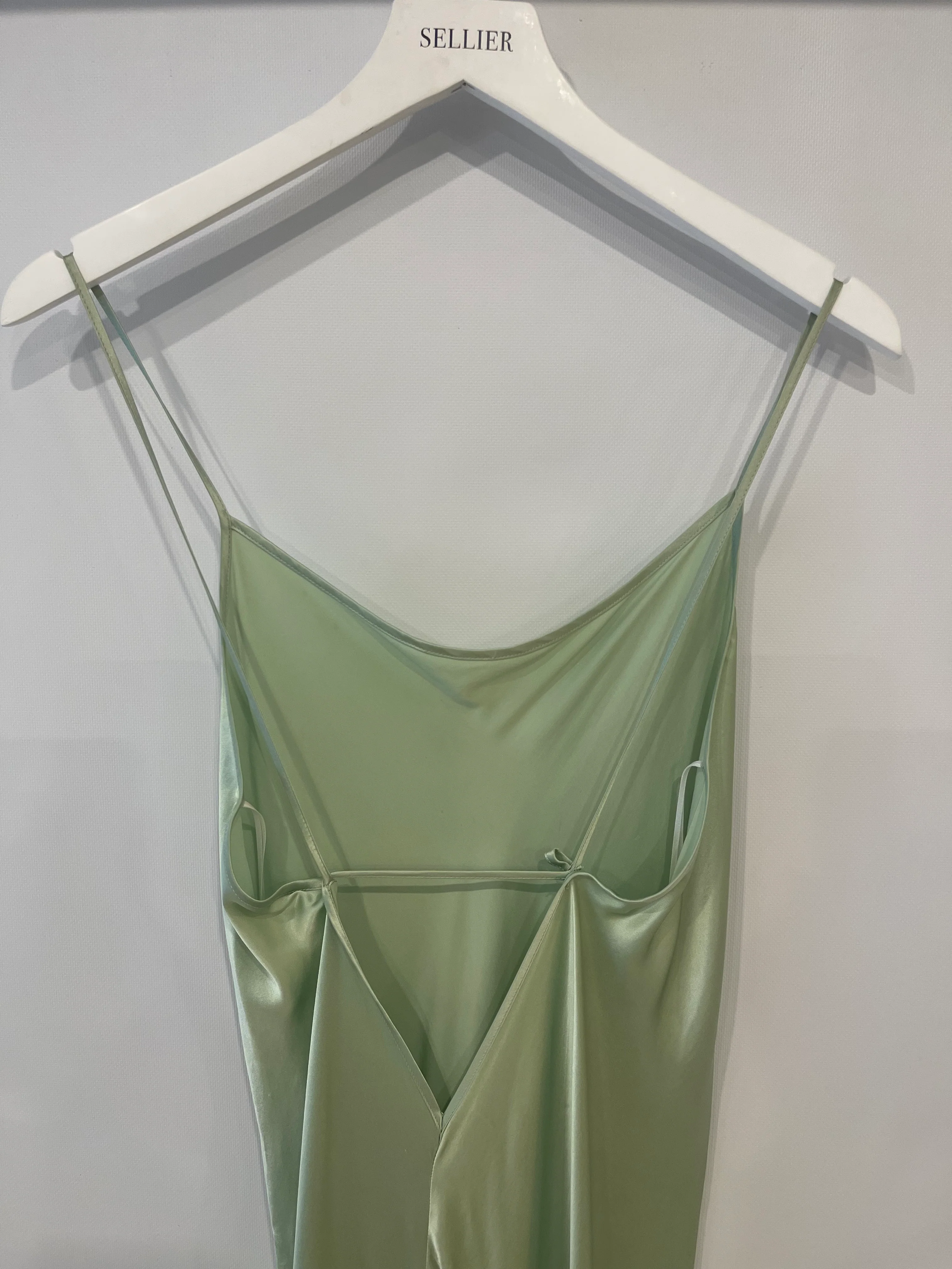 Victoria Beckham Pastel Green Silky Sleeveless Maxi Dress Size UK 12 - Image 9
