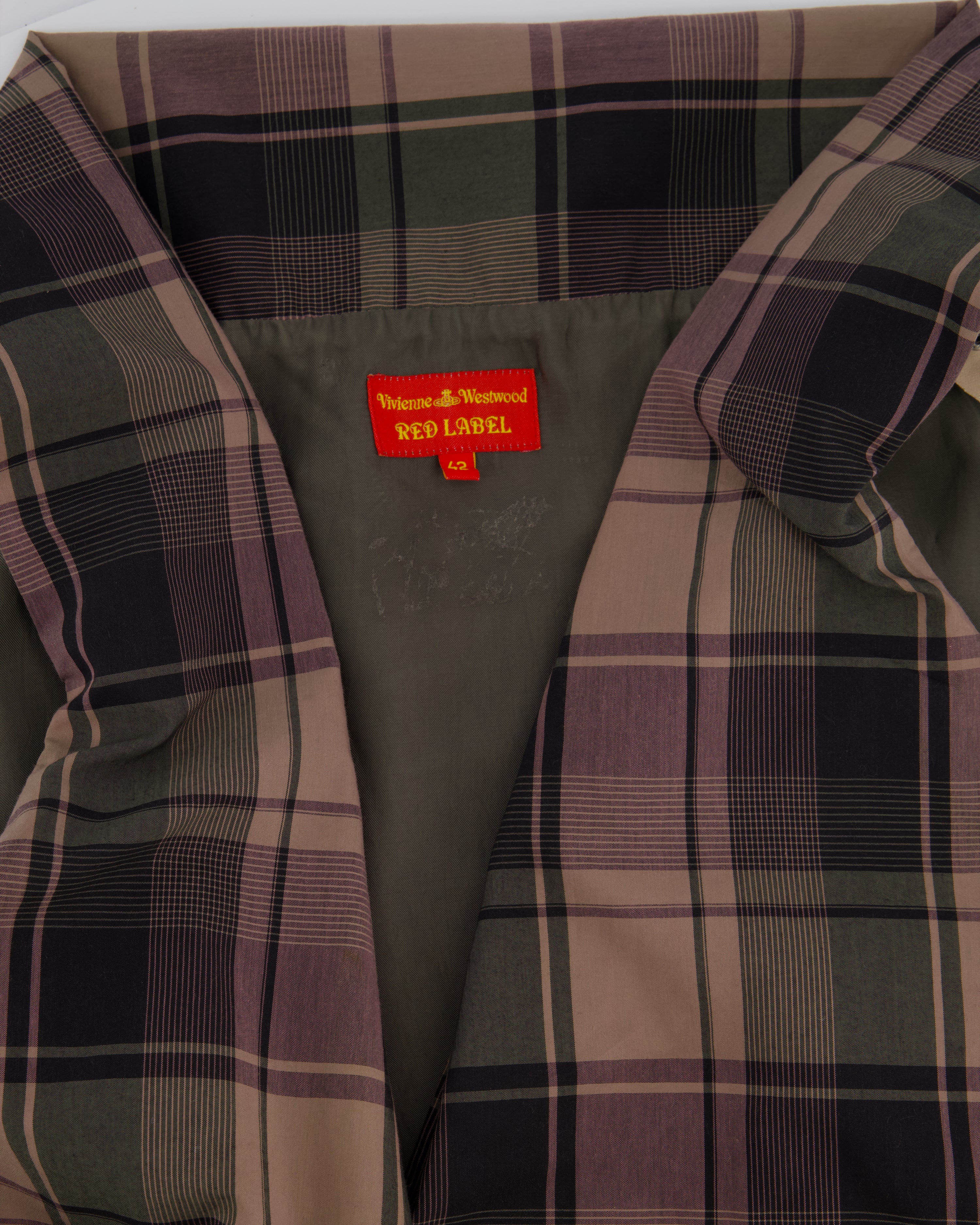 Vivienne Westwood Purple and Green Tartan Midi Dress with Belt Detail Size IT 42 (UK 10) - Image 4