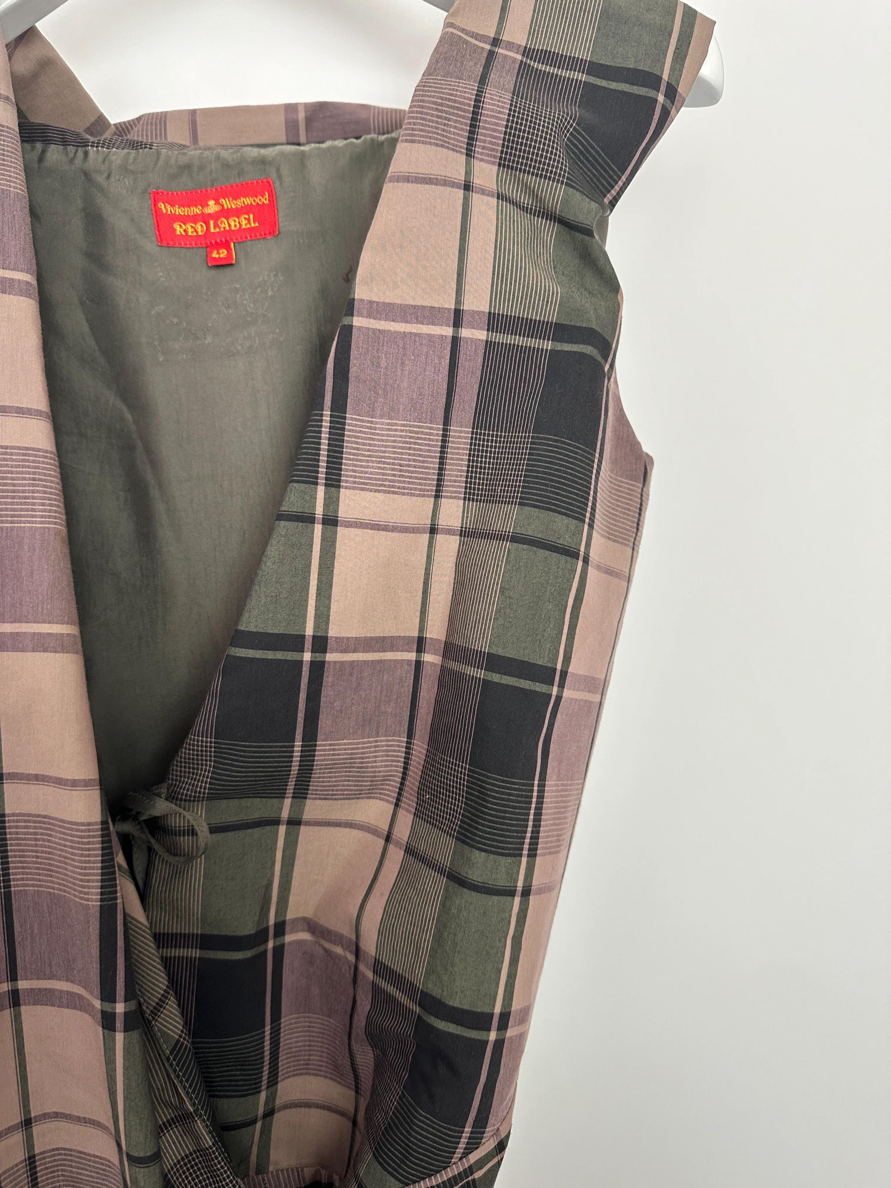 Vivienne Westwood Purple and Green Tartan Midi Dress with Belt Detail Size IT 42 (UK 10) - Image 8