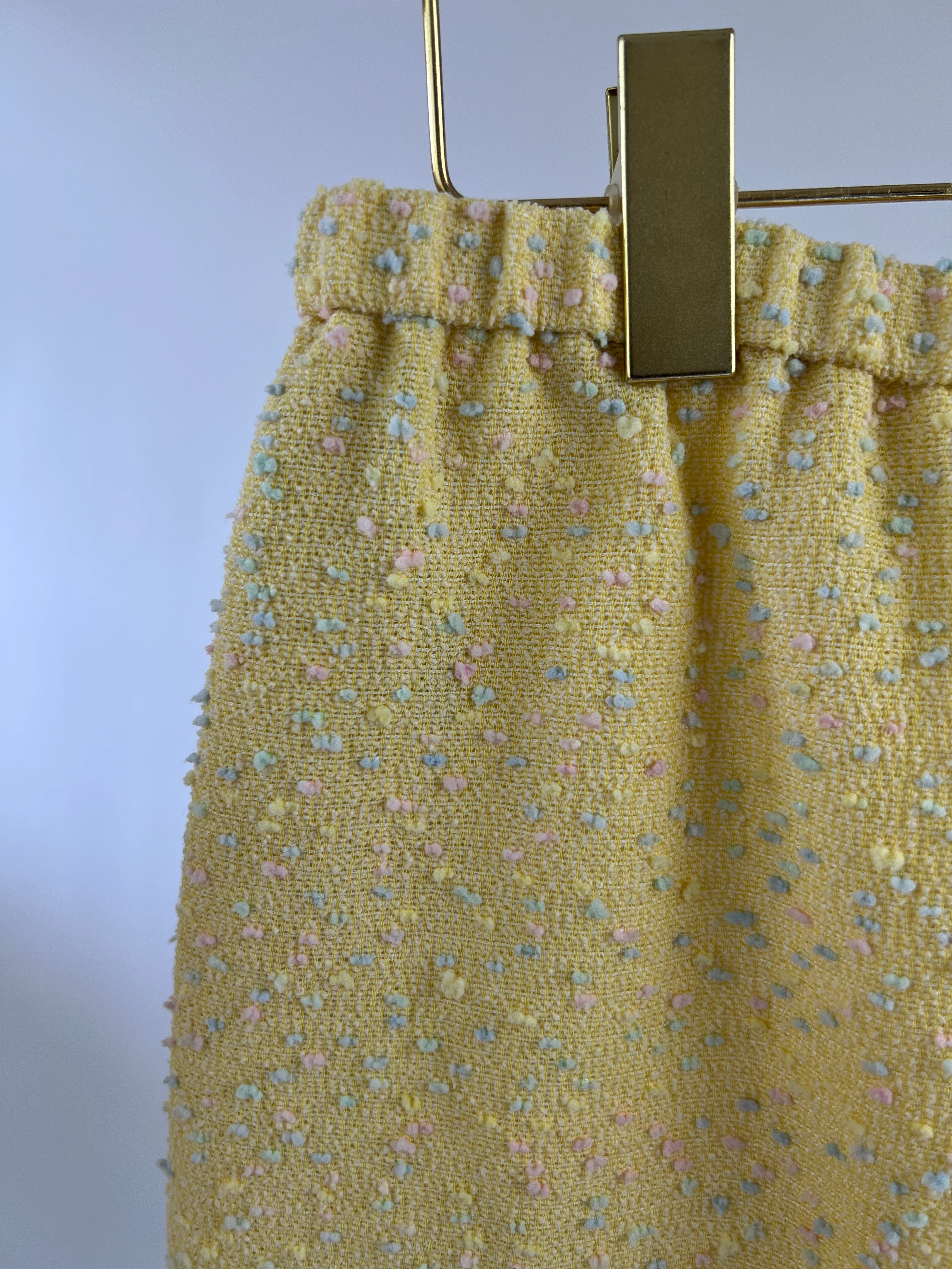 Yves Saint Laurent Pastel Yellow, Pink and Blue Tweed Jacket and Skirt Set Detail Size FR 36 (UK 8) - Image 22