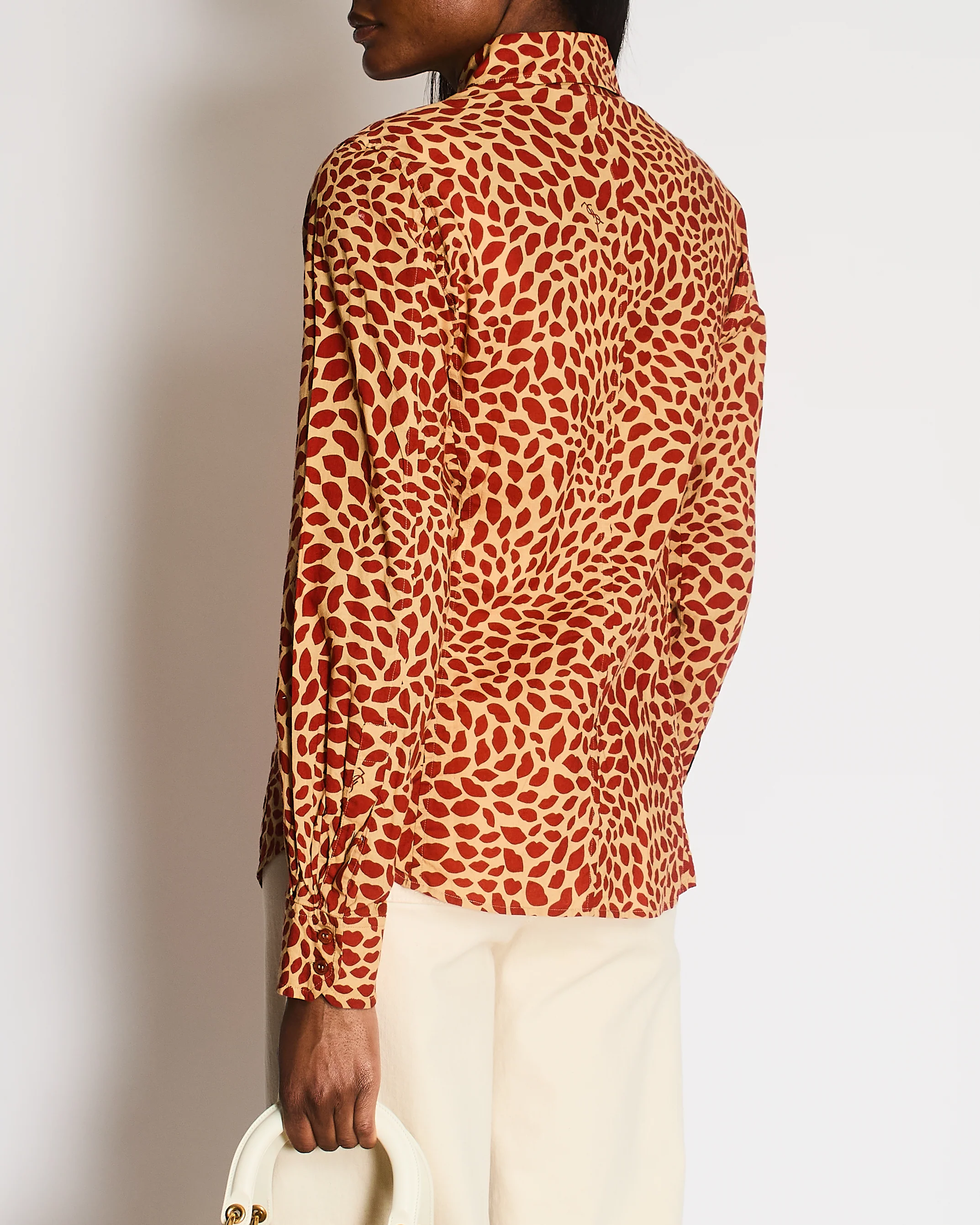 *VINTAGE* Yves Saint Laurent Red Lip Logo Button Down Shirt Size FR 42 (UK 14) - Image 4
