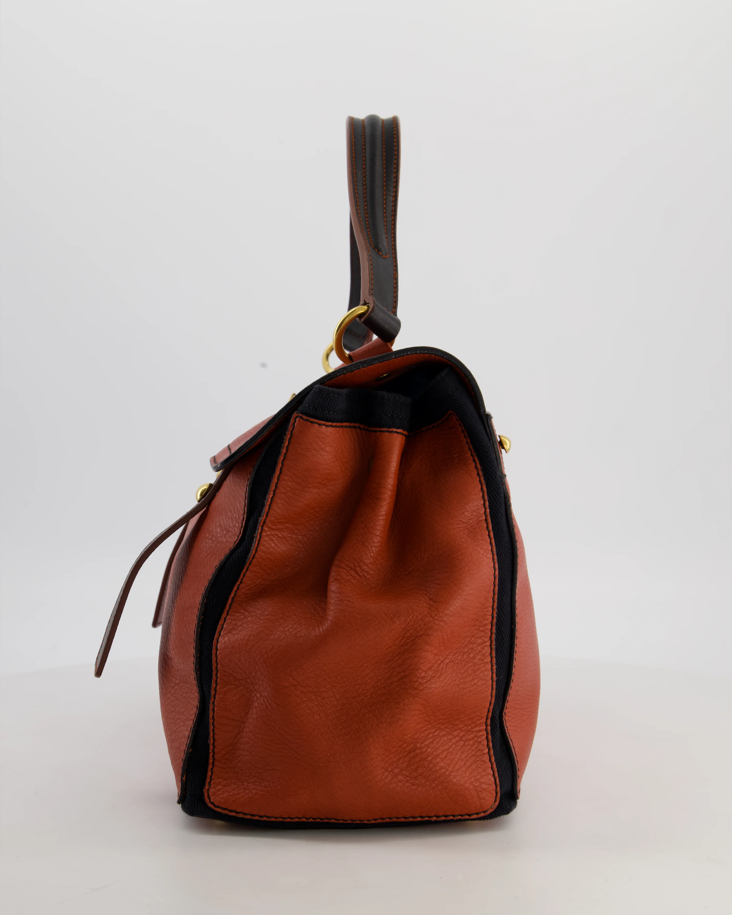 Yves Saint Laurent Vintage Red and Black Muse Two Bag in Grained Cognac Leather and Gold Hardware - Image 7