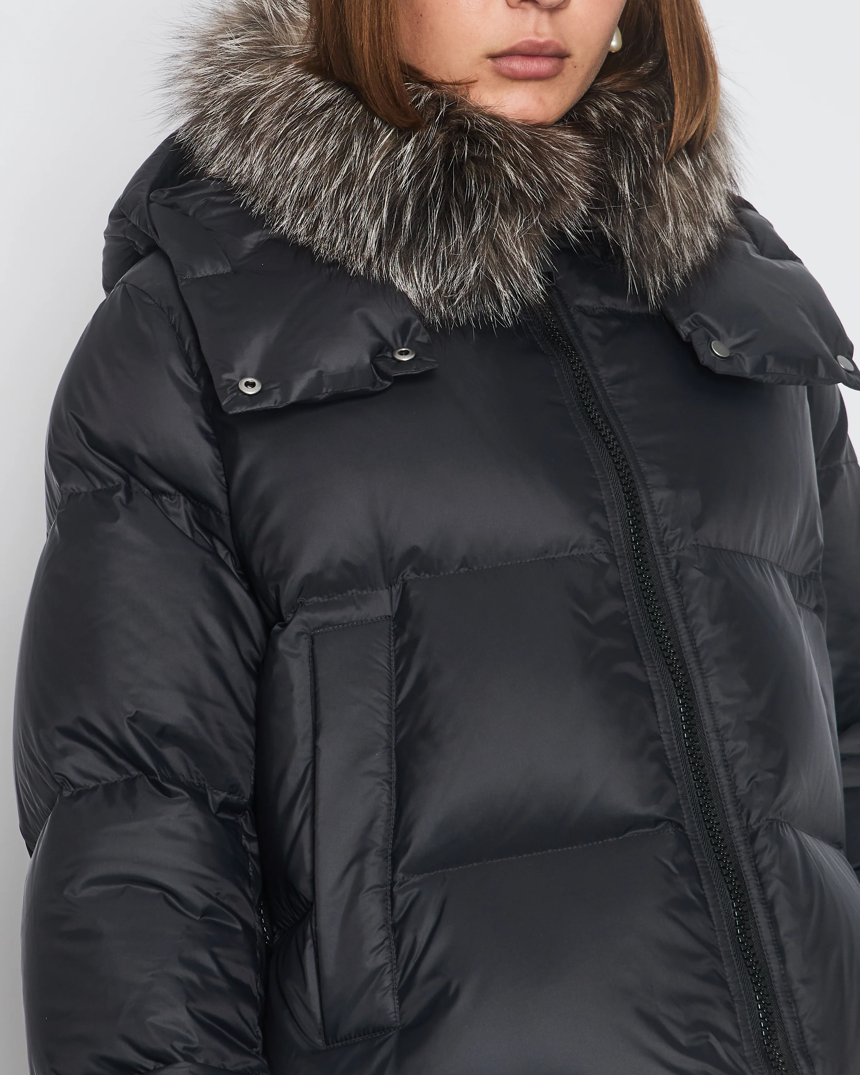 Yves Saloman ARMY Black Cropped Puffer Coat with Detachable Fur Collar Size FR 34 (UK 6) - Image 3