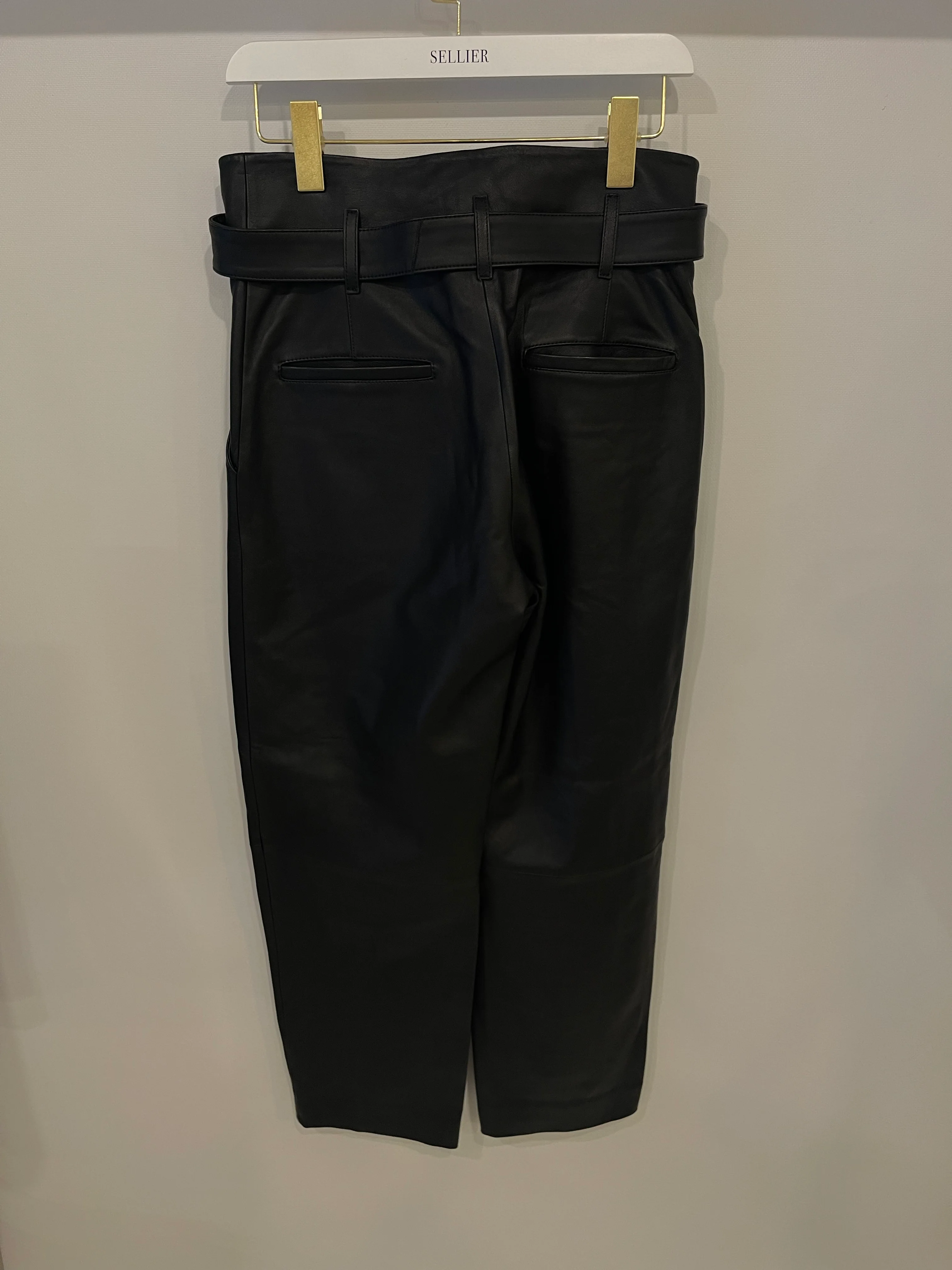 Yves Salomon Black Straight Leather Trousers Size FR 34 (UK 6) - Image 5
