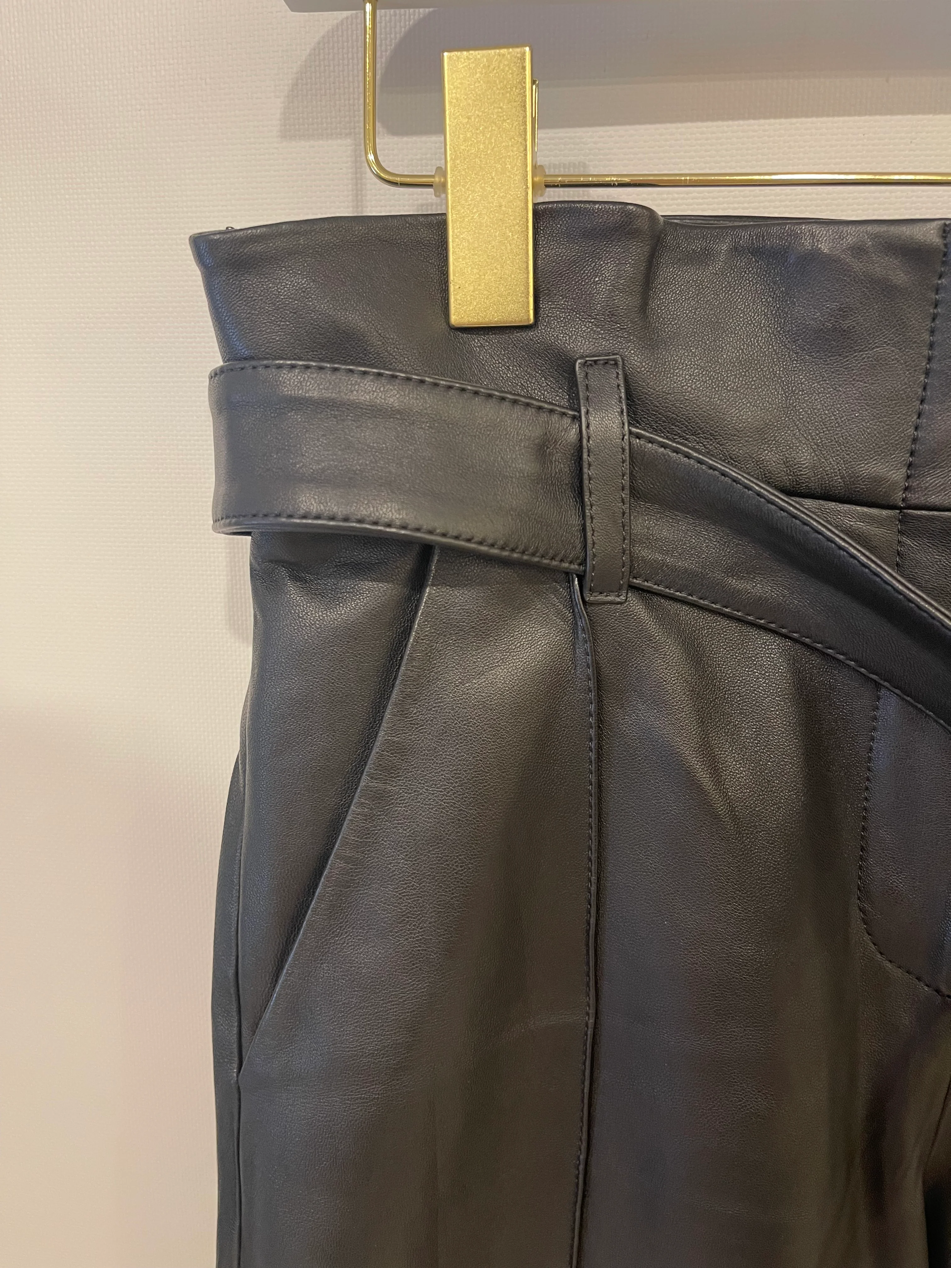 Yves Salomon Black Straight Leather Trousers Size FR 34 (UK 6) - Image 6