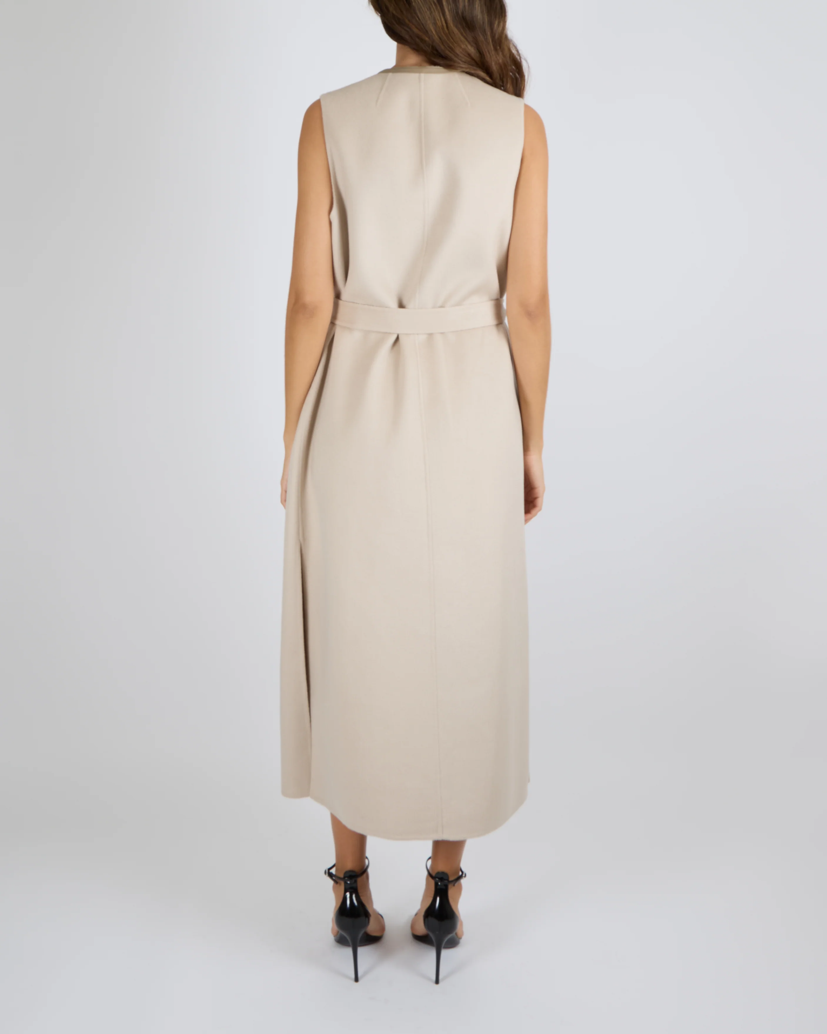 Yves Salomon Sleeveless Belted Long Coat in Sable Cashmere with Leather Trim Details Size FR 38 (UK 10) RRP £1,610 - Image 3