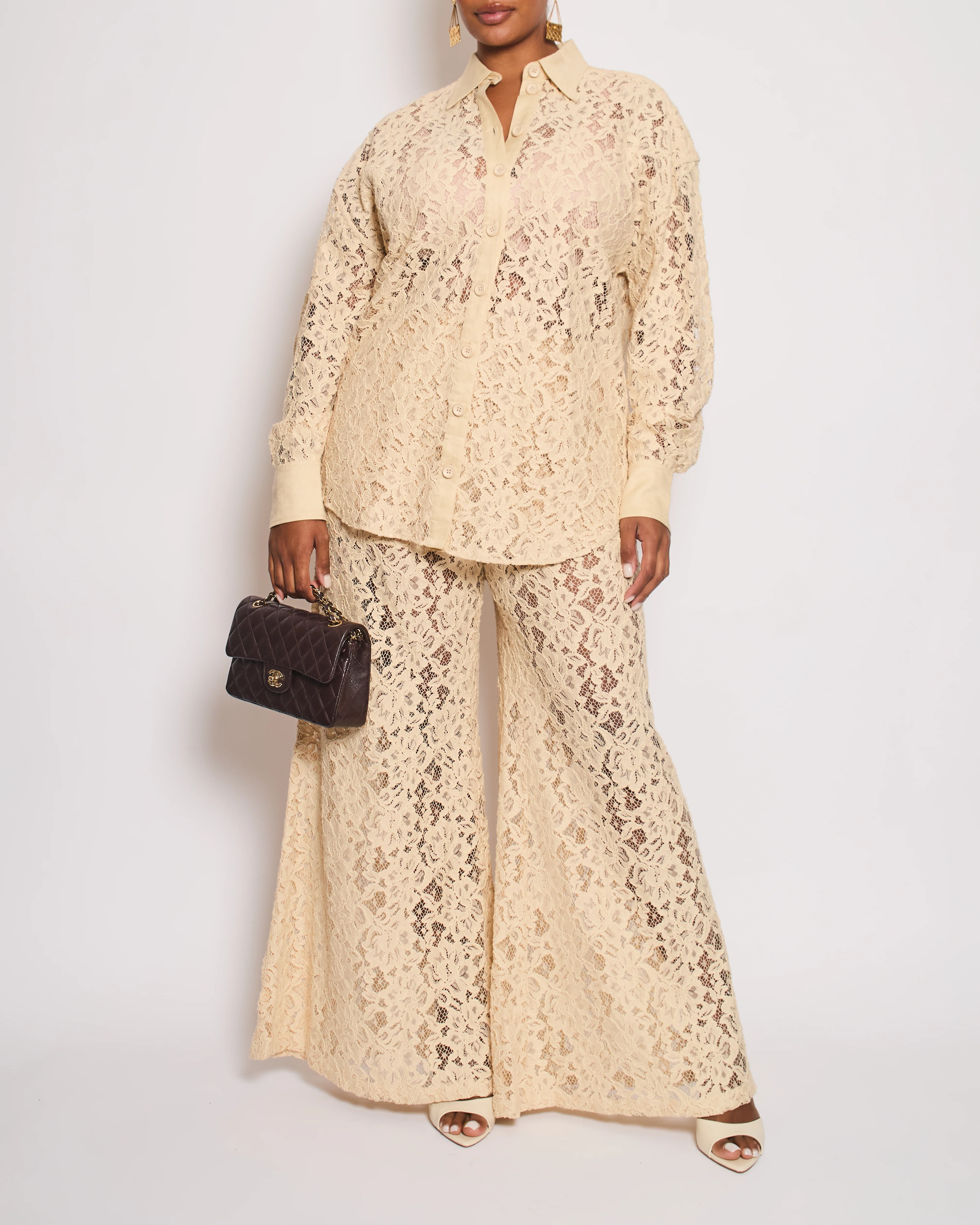 Zimmermann Beige Lace Natura Shirt and Trousers Set Size 2 (UK 10/12) RRP £1,200
