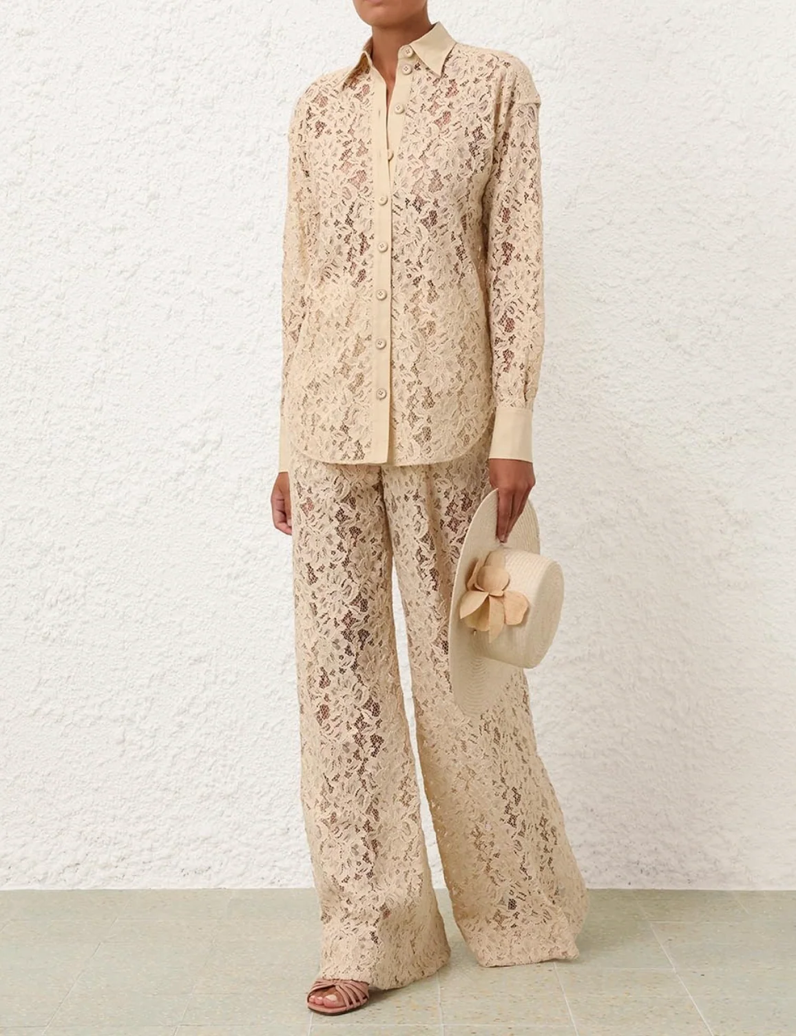 Zimmermann Beige Lace Natura Shirt and Trousers Set Size 2 (UK 10/12) RRP £1,200 - Image 10