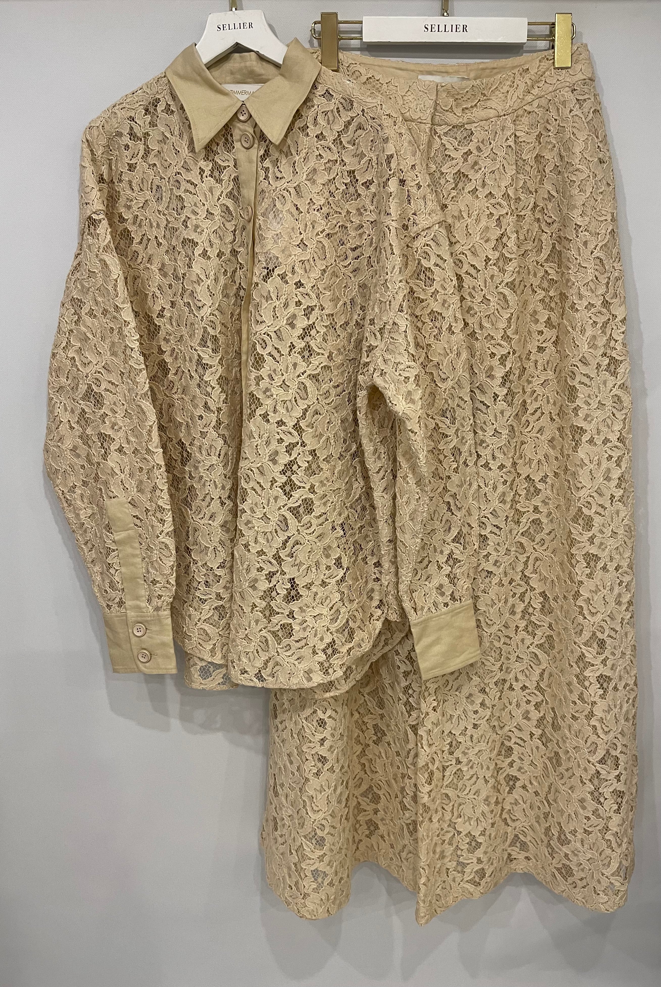 Zimmermann Beige Lace Natura Shirt and Trousers Set Size 2 (UK 10/12) RRP £1,200 - Image 16