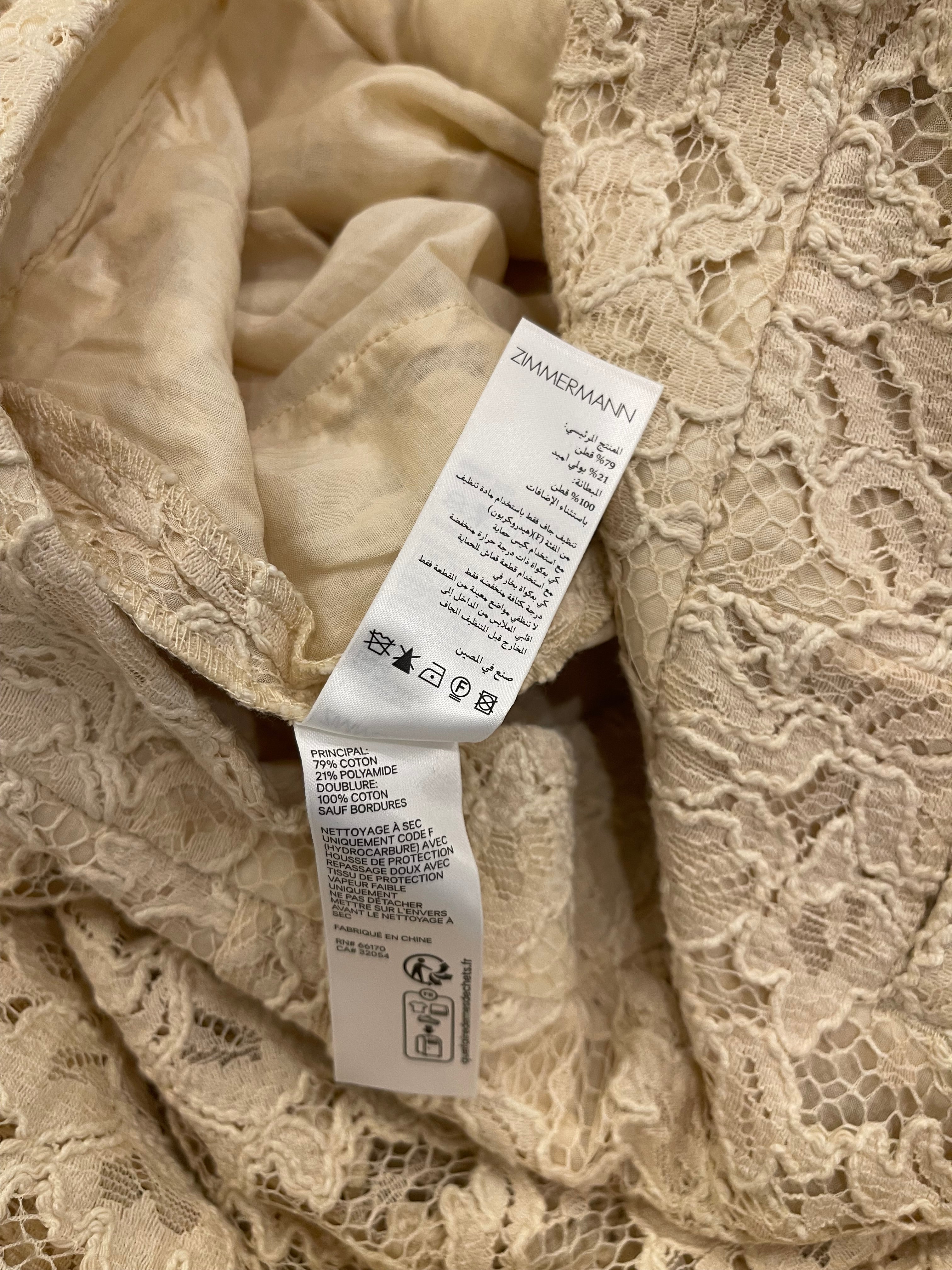 Zimmermann Beige Lace Natura Shirt and Trousers Set Size 2 (UK 10/12) RRP £1,200 - Image 26