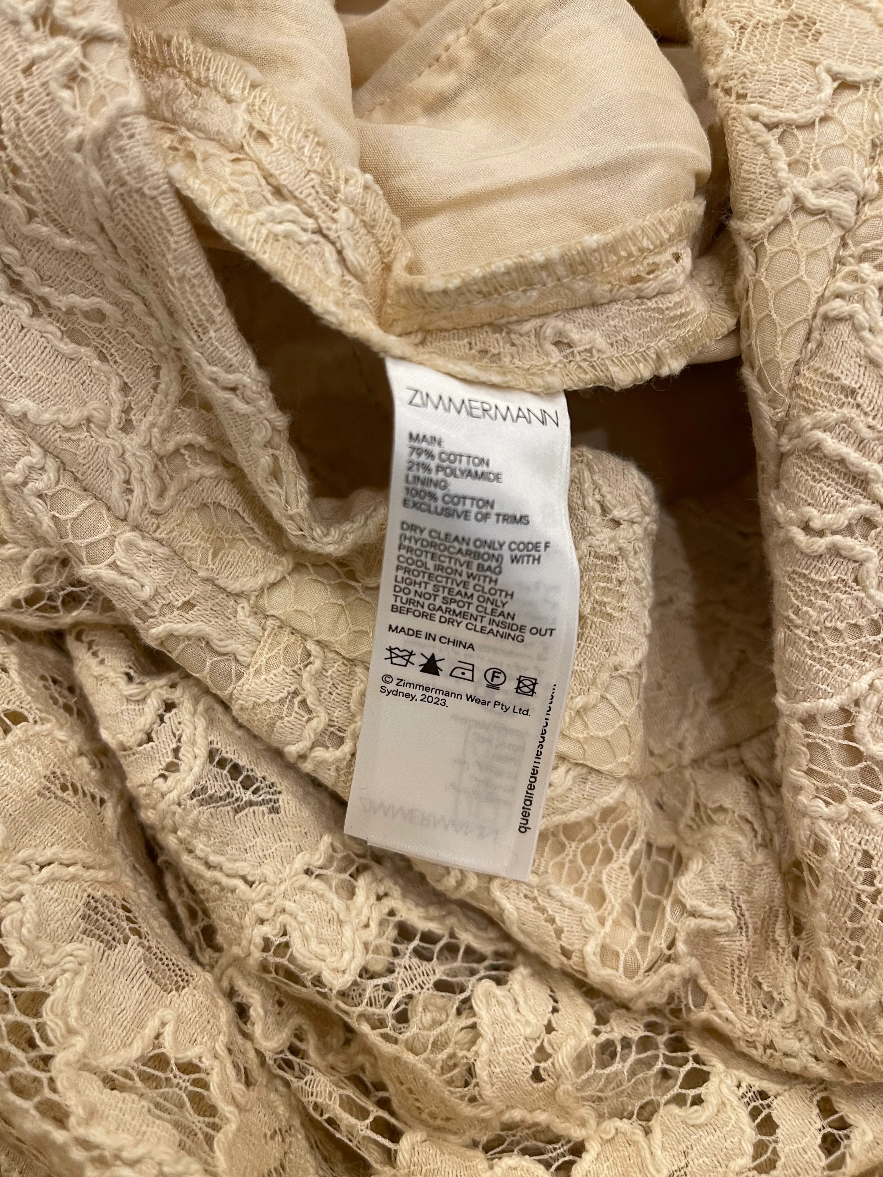 Zimmermann Beige Lace Natura Shirt and Trousers Set Size 2 (UK 10/12) RRP £1,200 - Image 27