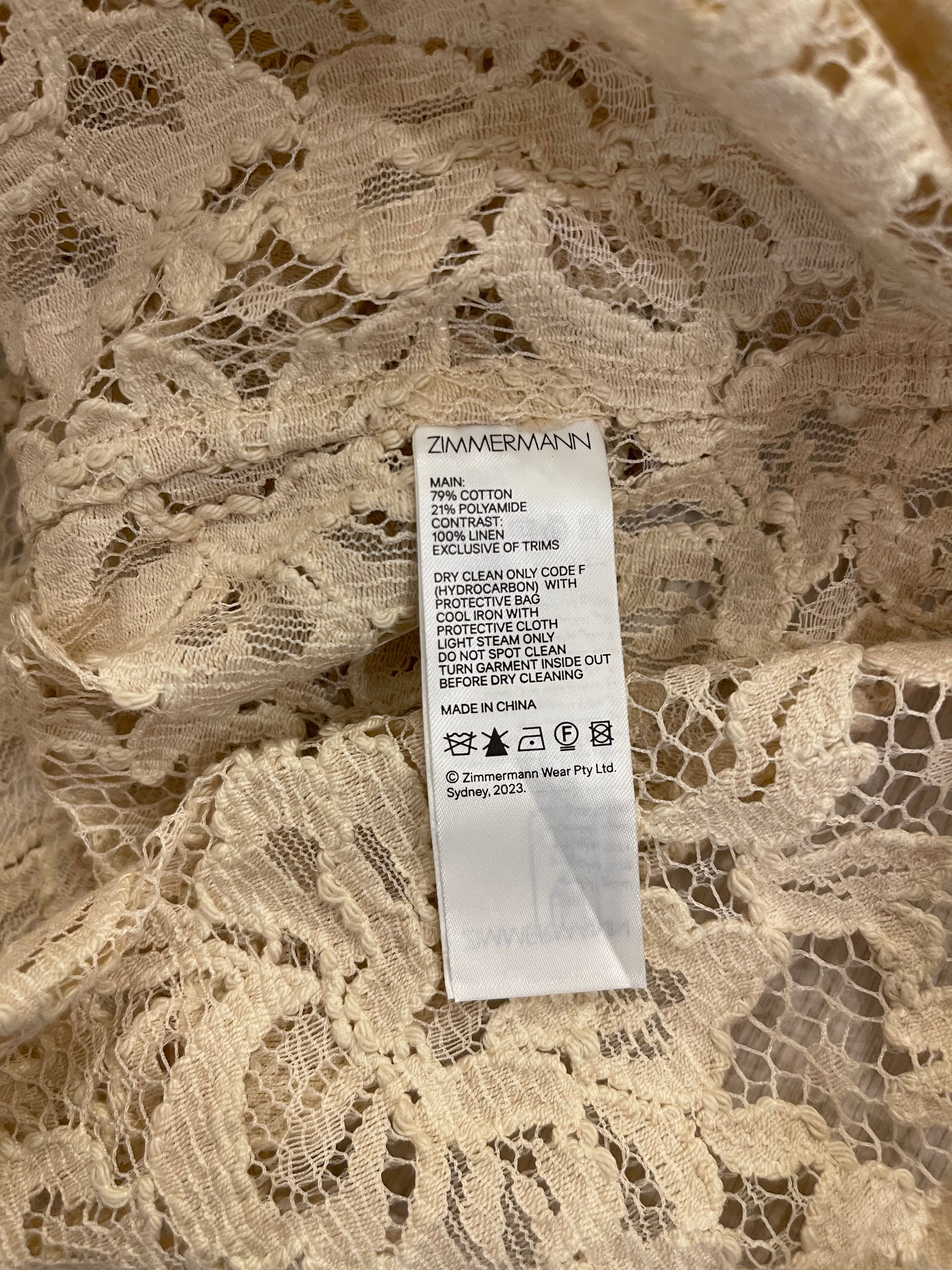 Zimmermann Beige Lace Natura Shirt and Trousers Set Size 2 (UK 10/12) RRP £1,200 - Image 28
