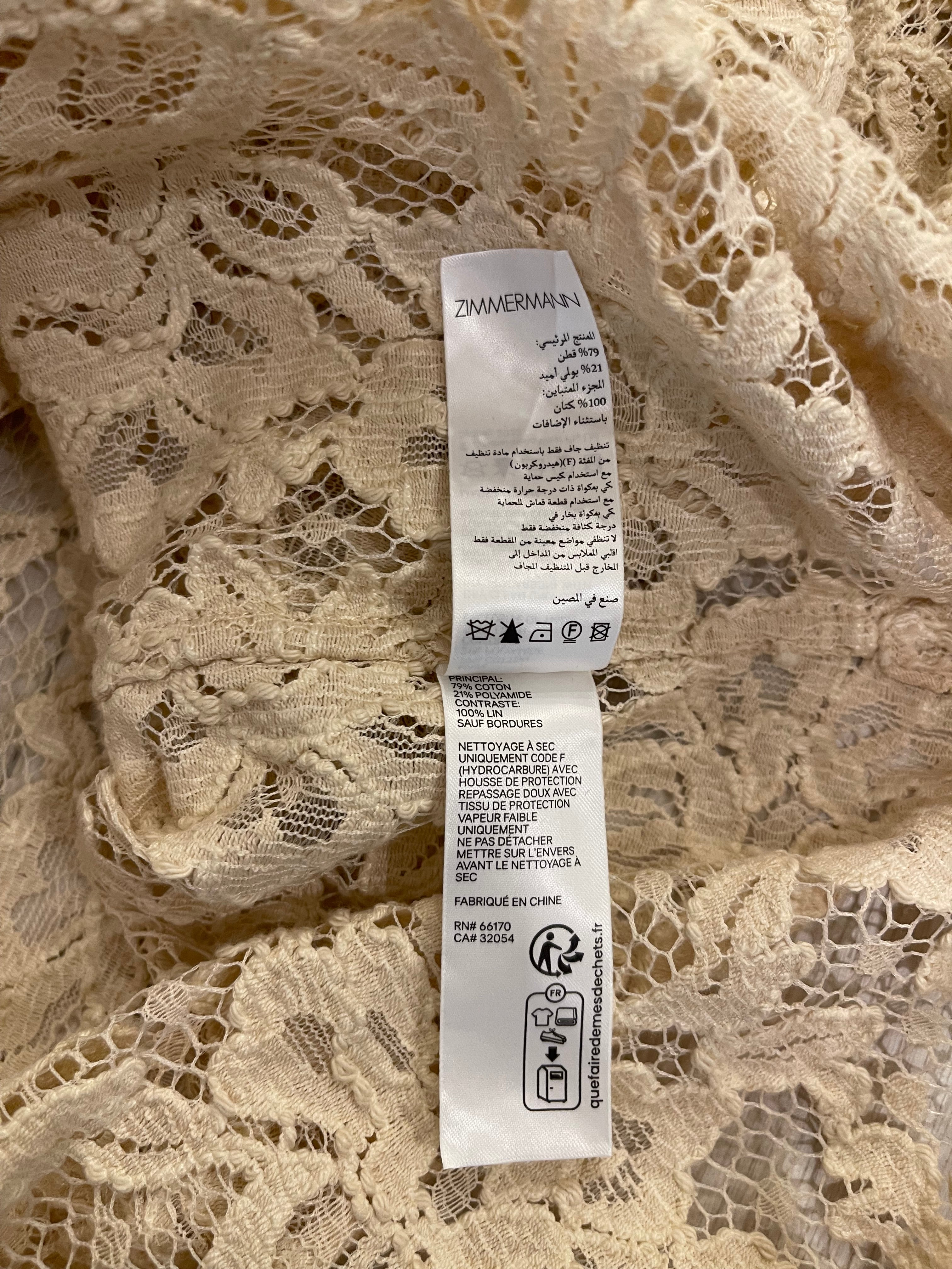 Zimmermann Beige Lace Natura Shirt and Trousers Set Size 2 (UK 10/12) RRP £1,200 - Image 29