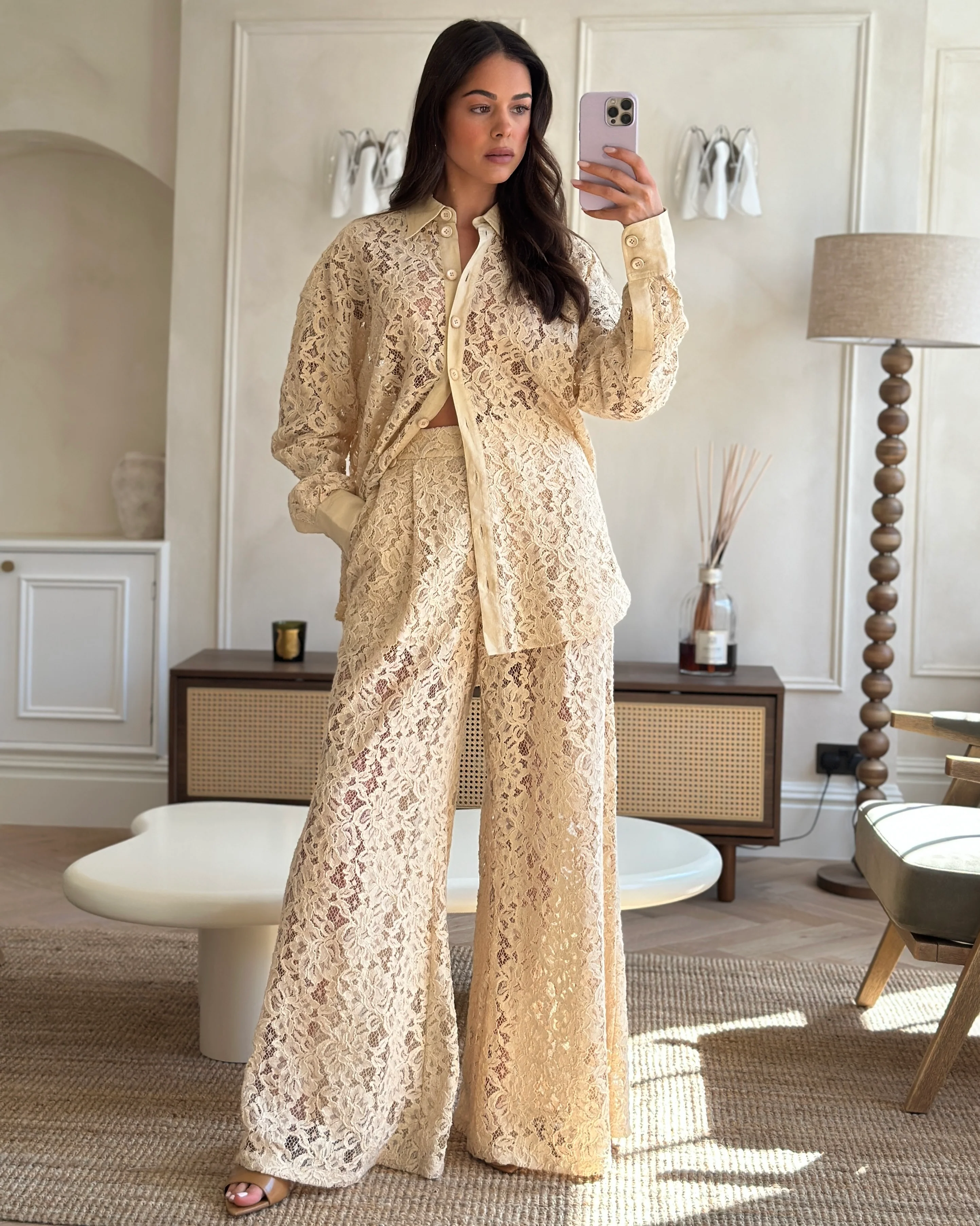 Zimmermann Beige Lace Natura Shirt and Trousers Set Size 2 (UK 10/12) RRP £1,200 - Image 6