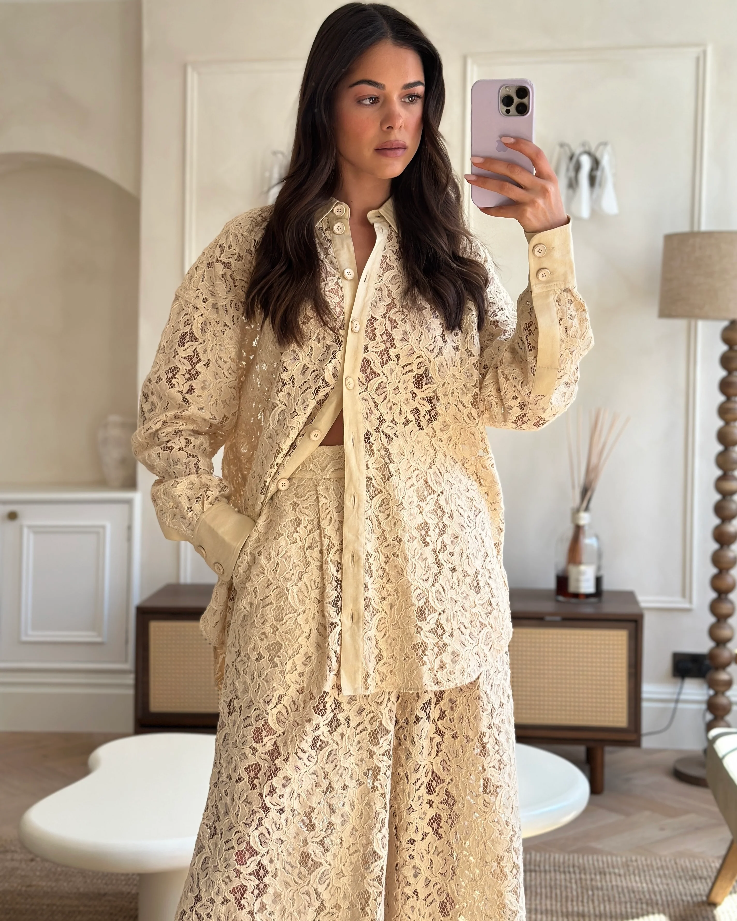 Zimmermann Beige Lace Natura Shirt and Trousers Set Size 2 (UK 10/12) RRP £1,200 - Image 7