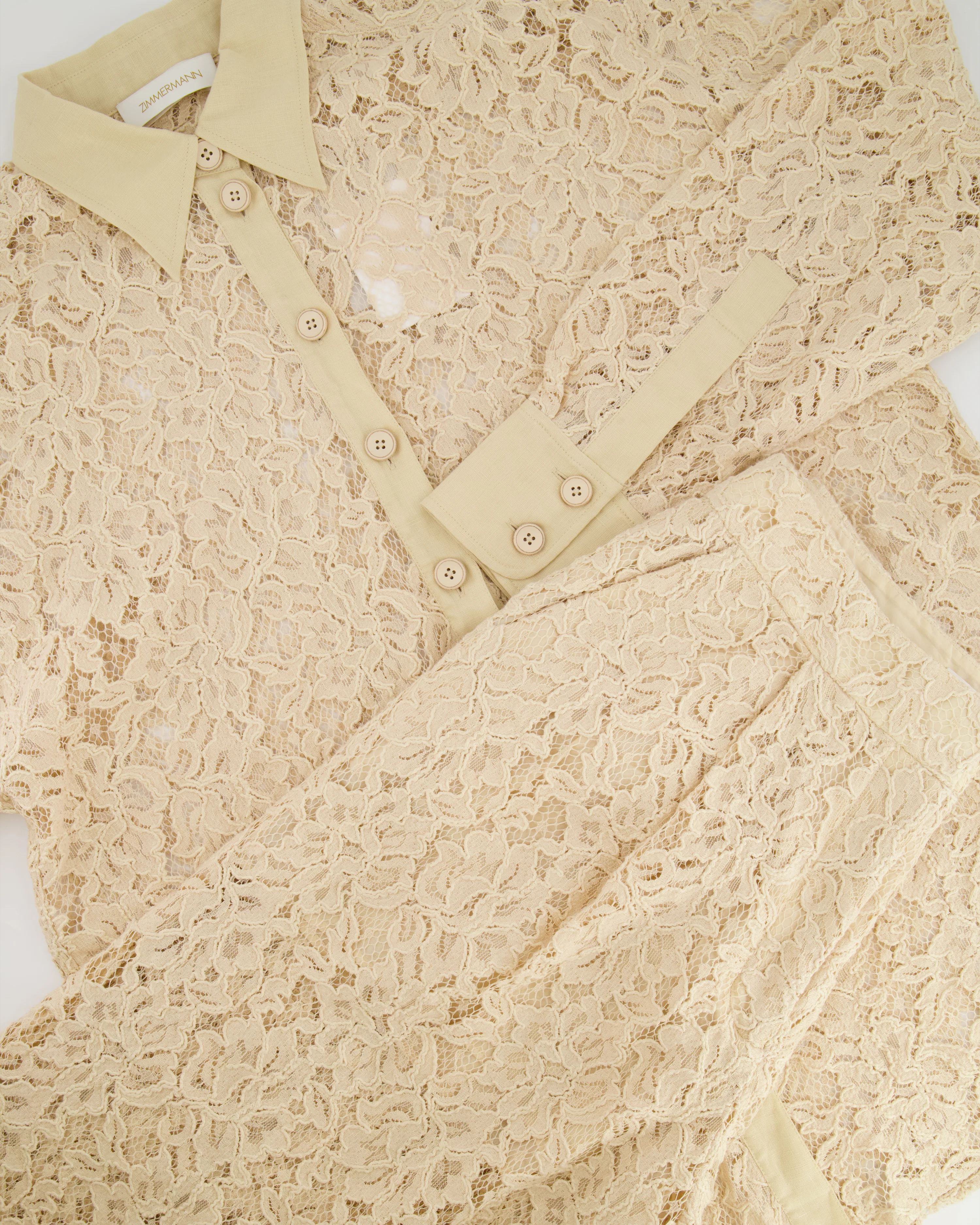 Zimmermann Beige Lace Natura Shirt and Trousers Set Size 2 (UK 10/12) RRP £1,200 - Image 8