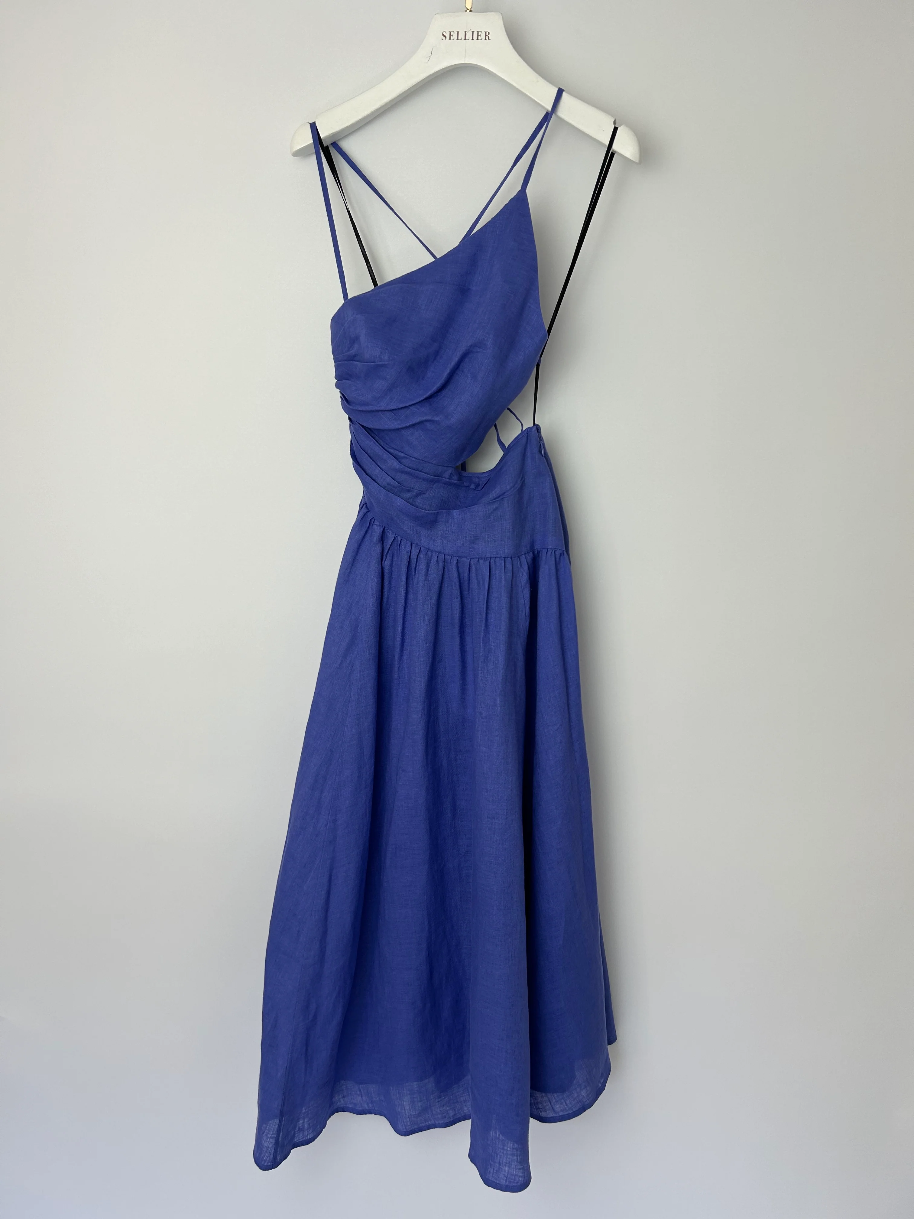 Zimmermann Blue Linen Strap Midi Dress Size OP (UK 6P) - Image 13