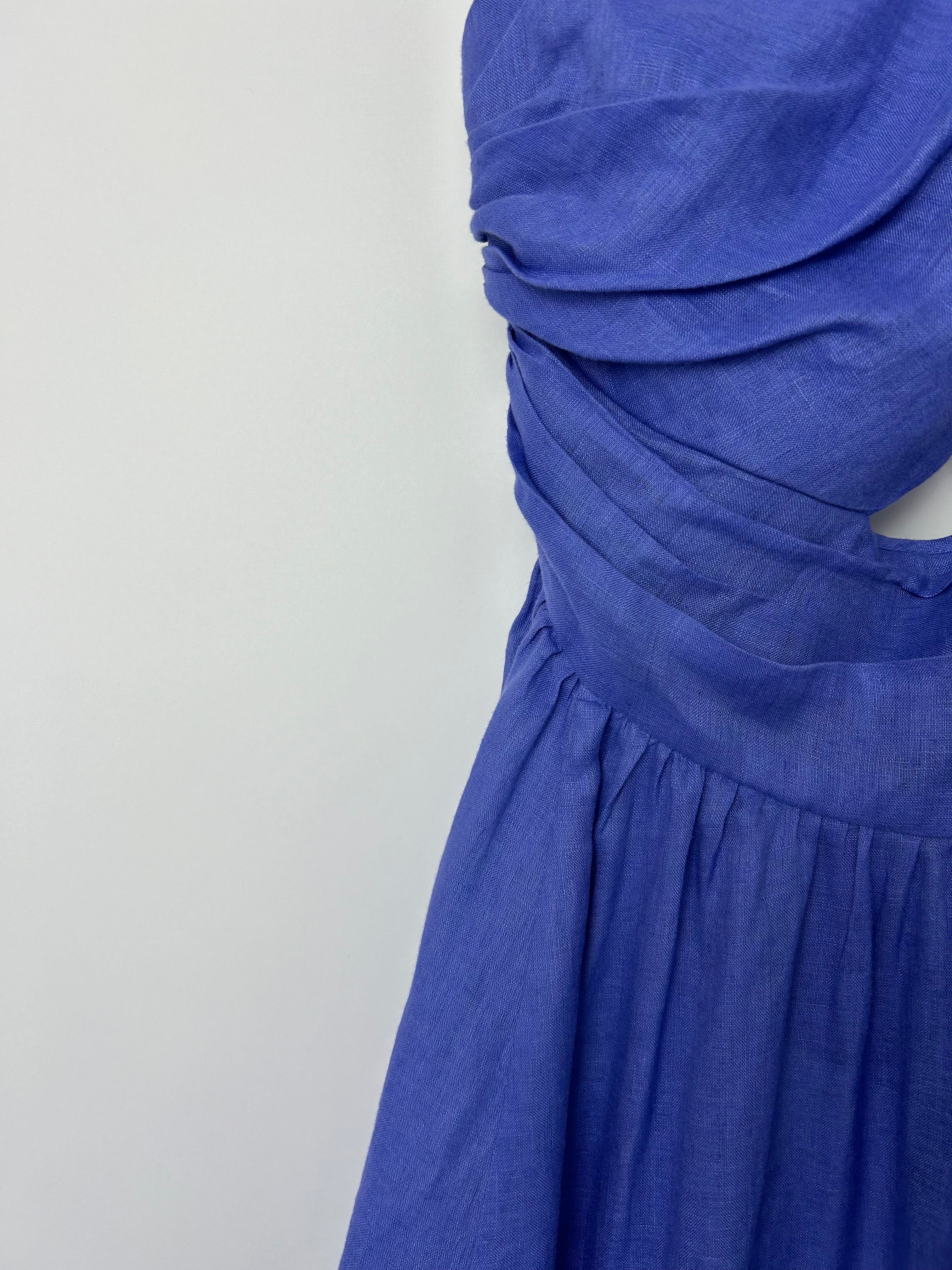 Zimmermann Blue Linen Strap Midi Dress Size OP (UK 6P) - Image 15