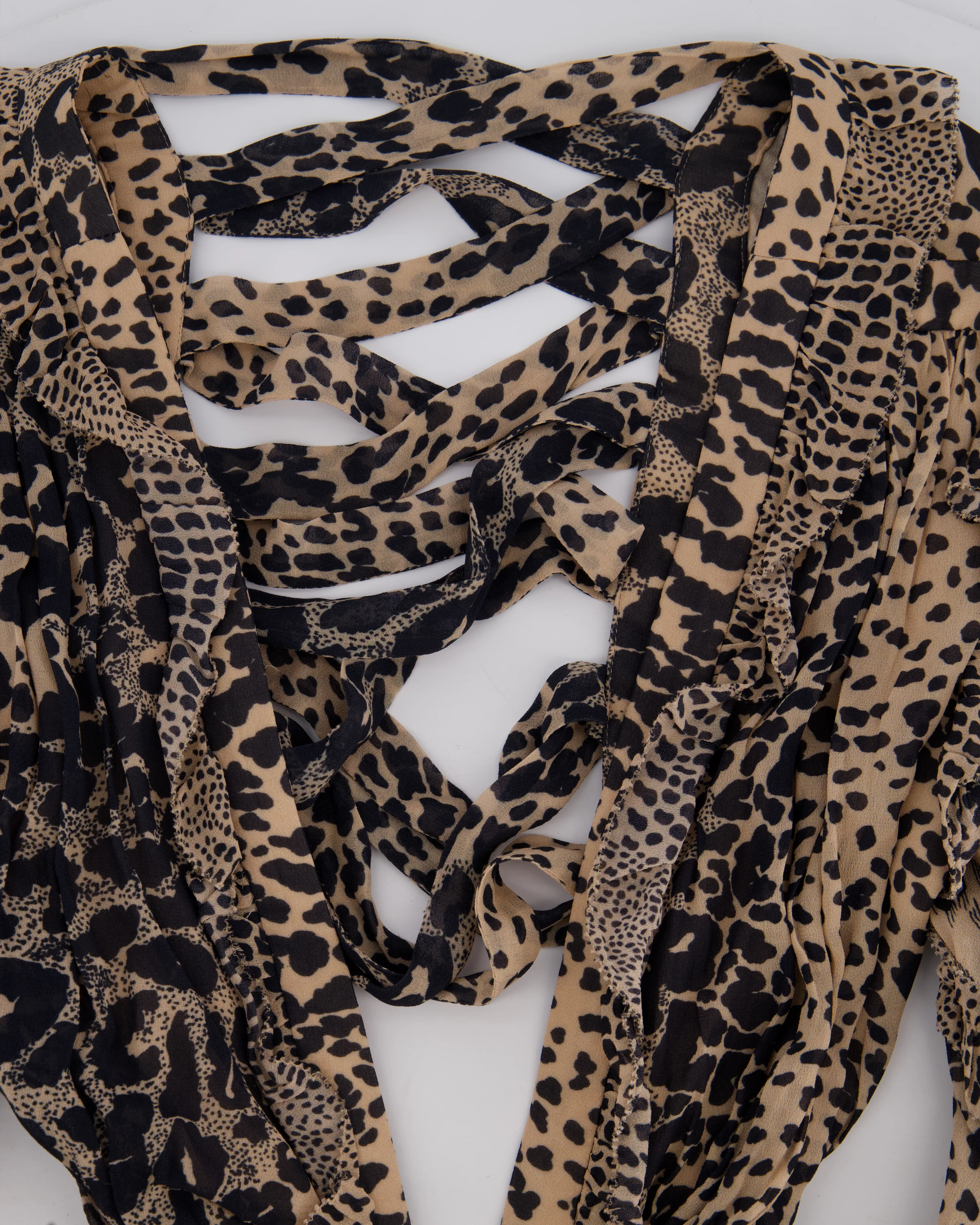 Zimmermann Brown Long Sleeve Leopard Print Cut-Out Ruched Midi Dress Size 0 (UK 8) - Image 10