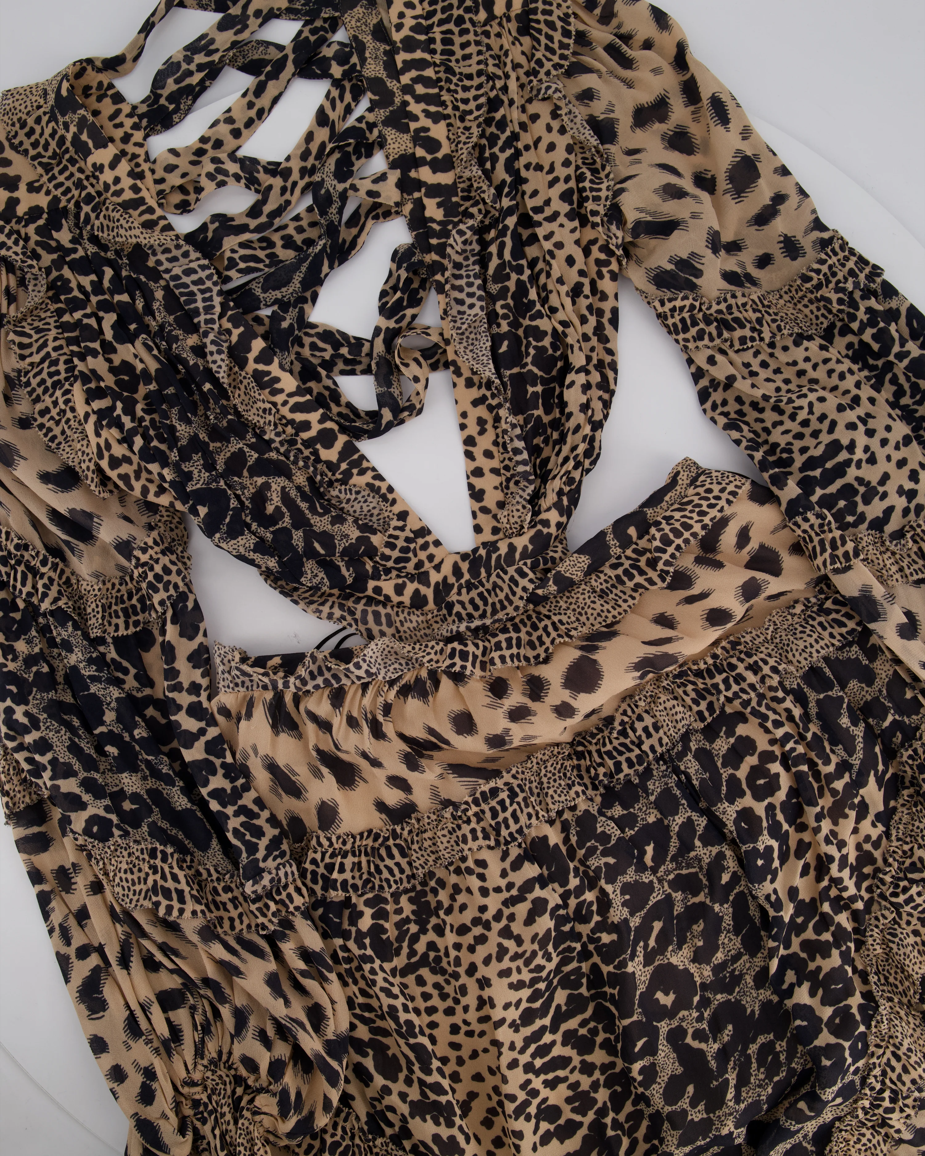 Zimmermann Brown Long Sleeve Leopard Print Cut-Out Ruched Midi Dress Size 0 (UK 8) - Image 8