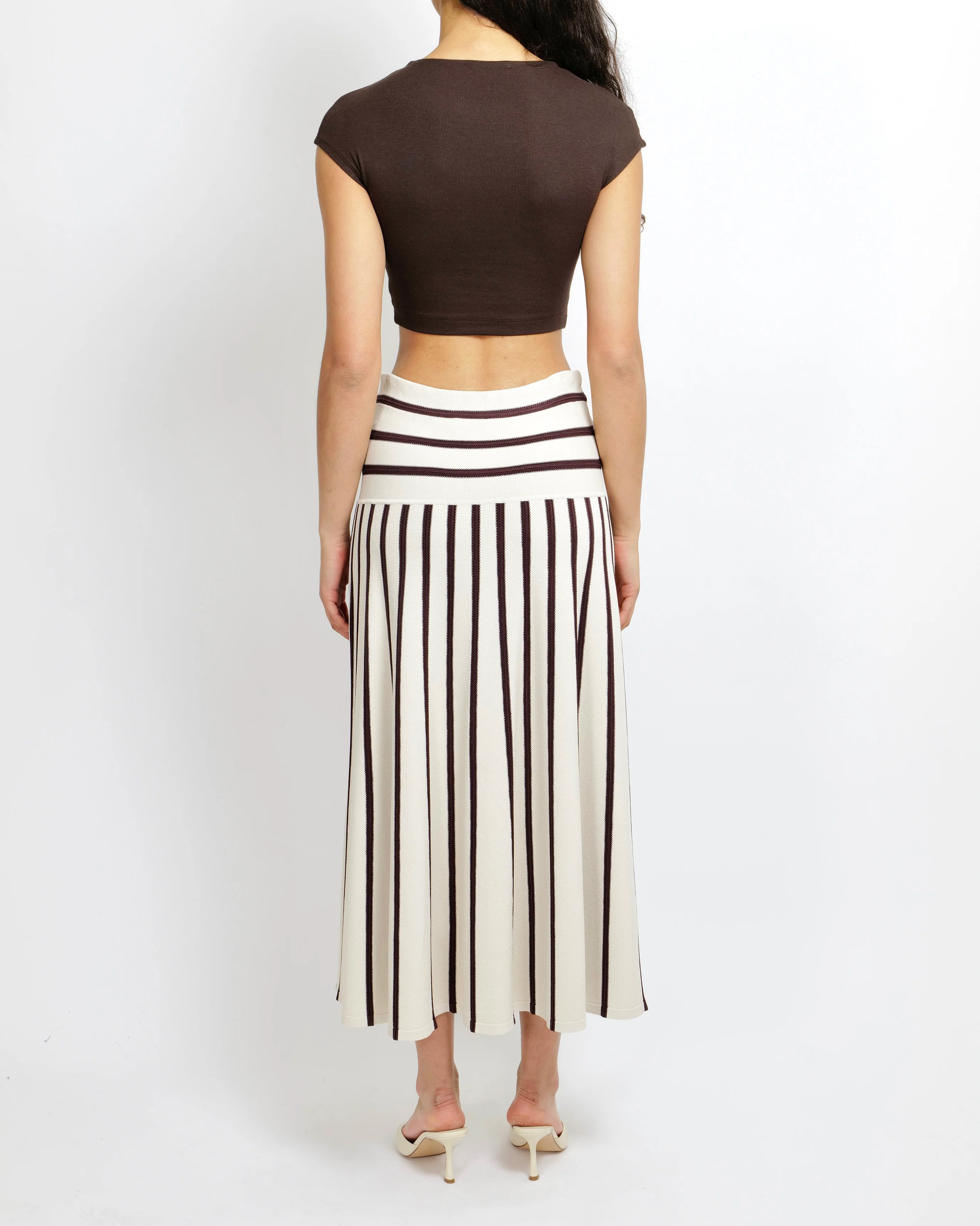 Zimmermann Cream and Brown Striped Knit Maxi Skirt with Waistband Detail Size 2 (UK 12) RRP £495 - Image 3