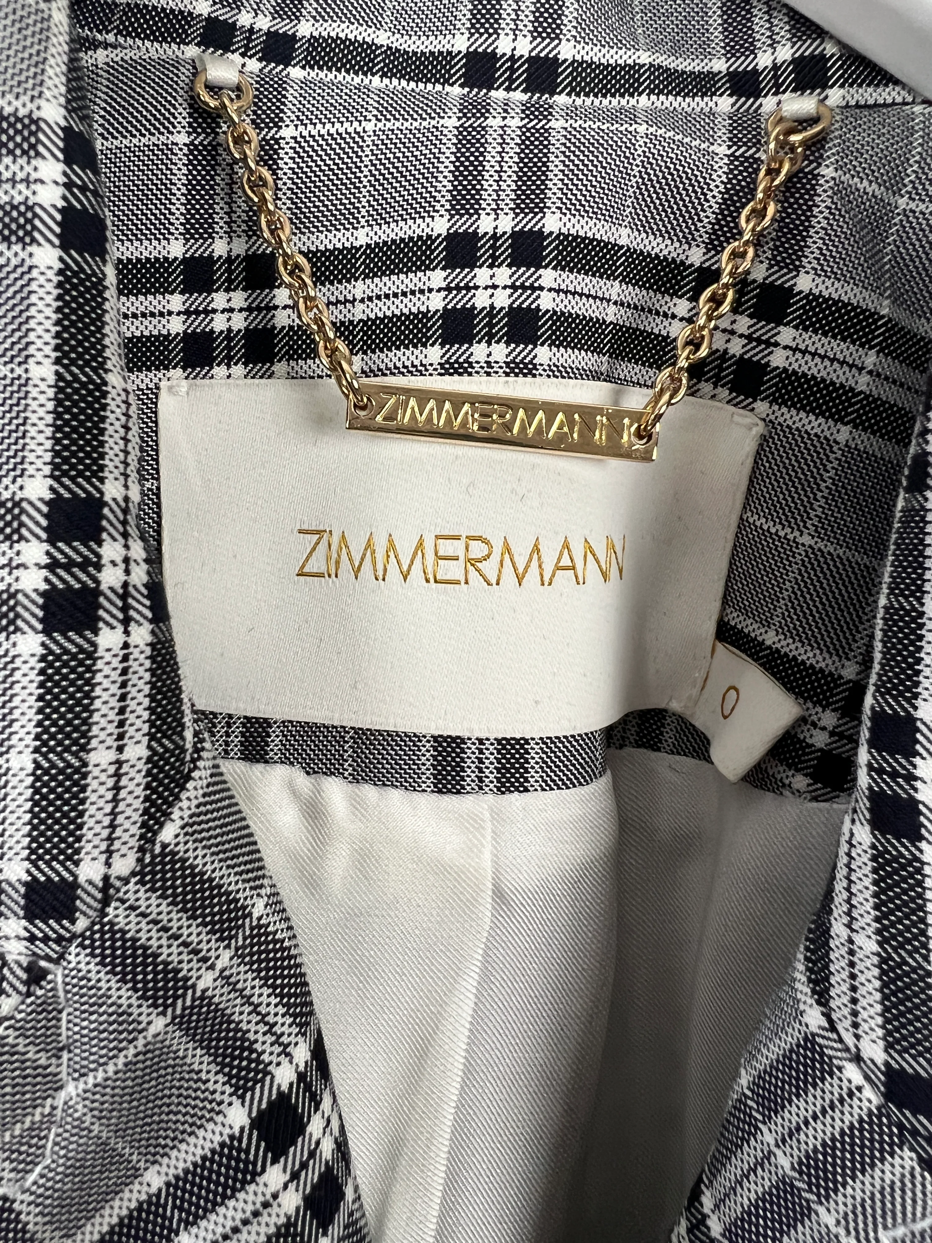 Zimmermann Grey, Black Check Double Breasted Jacket and Tailored Belted Trousers Set Size 0 (UK 6) - Image 12
