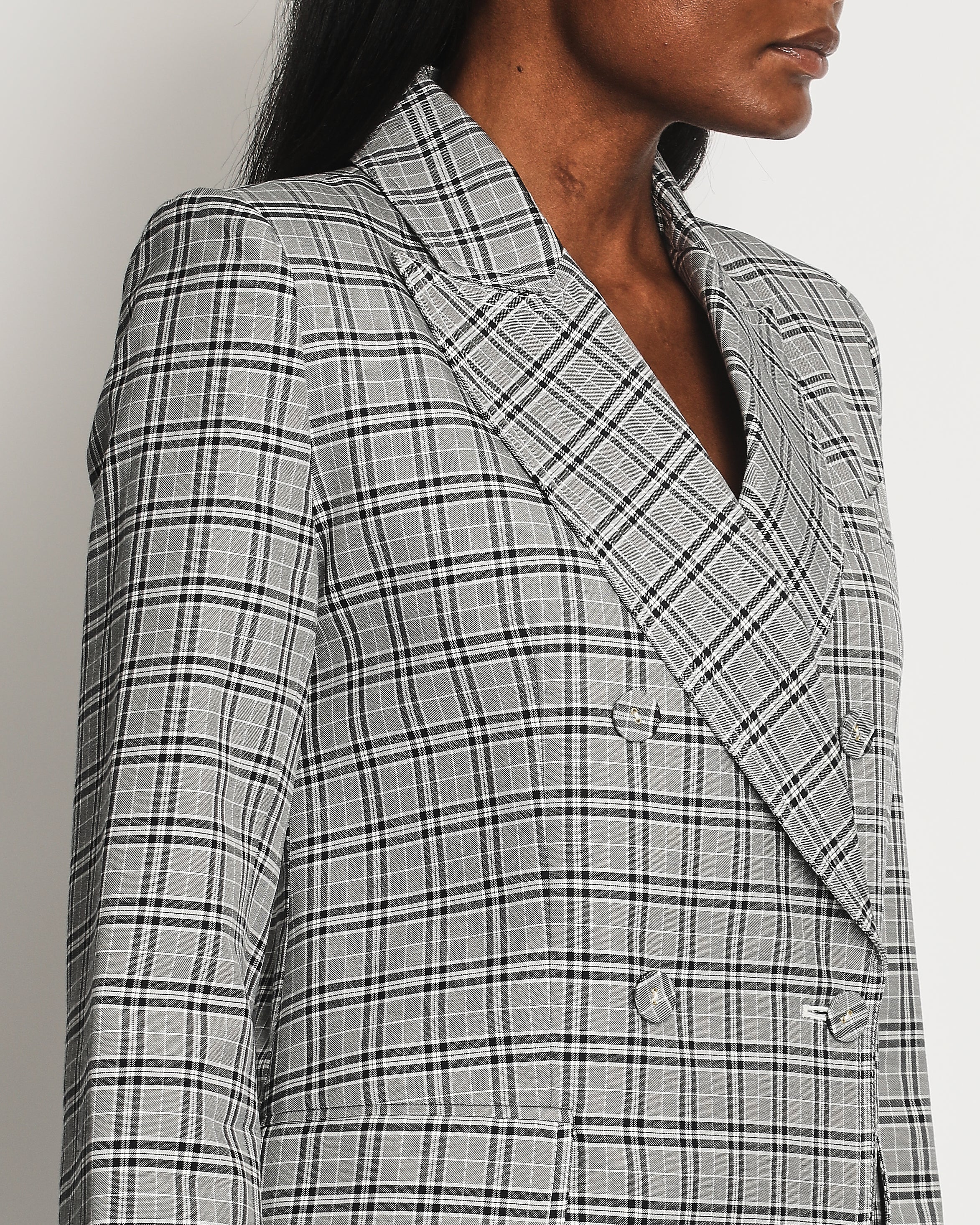 Zimmermann Grey, Black Check Double Breasted Jacket and Tailored Belted Trousers Set Size 0 (UK 6) - Image 4