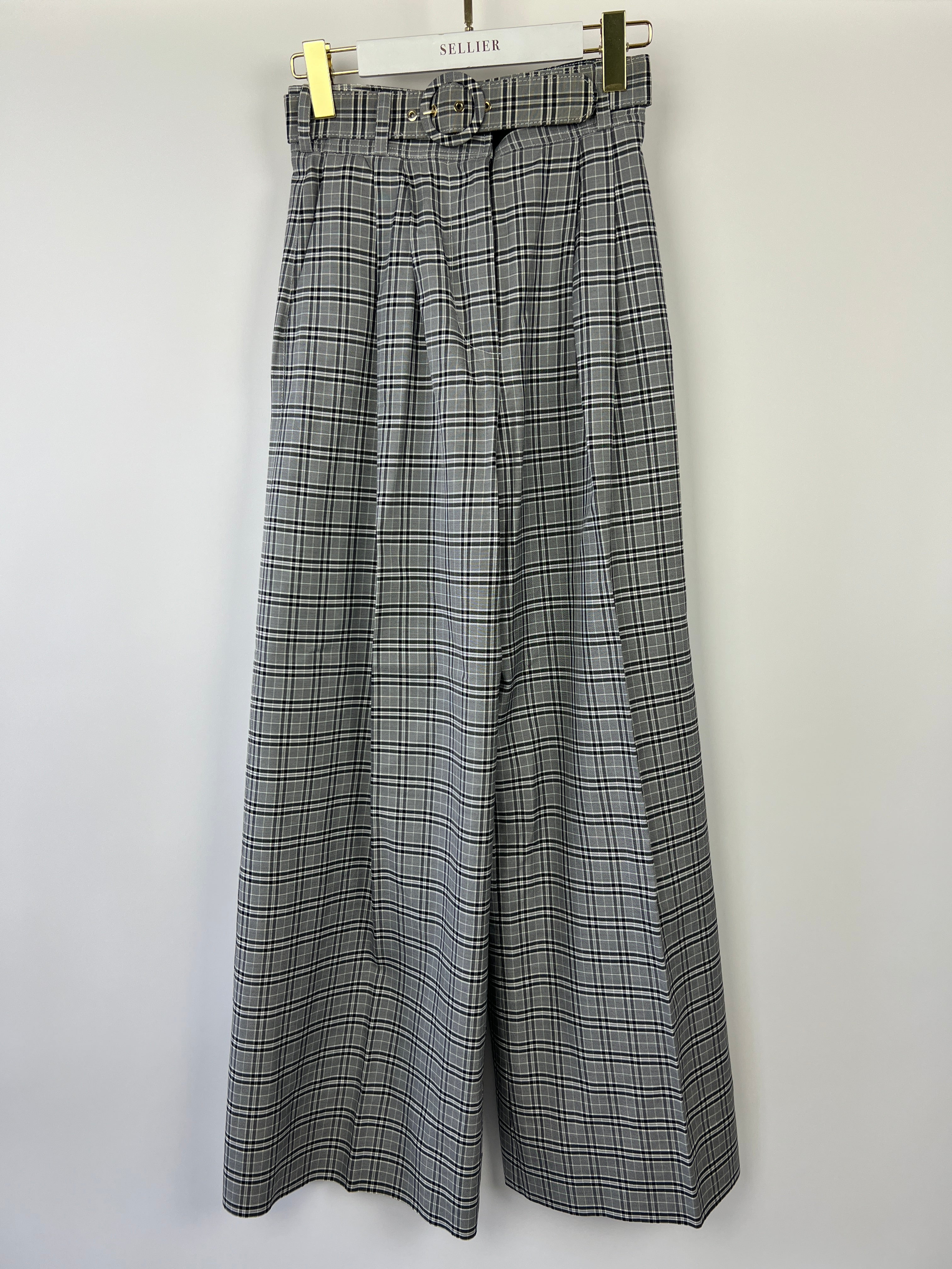 Zimmermann Grey, Black Check Double Breasted Jacket and Tailored Belted Trousers Set Size 0 (UK 6) - Image 8