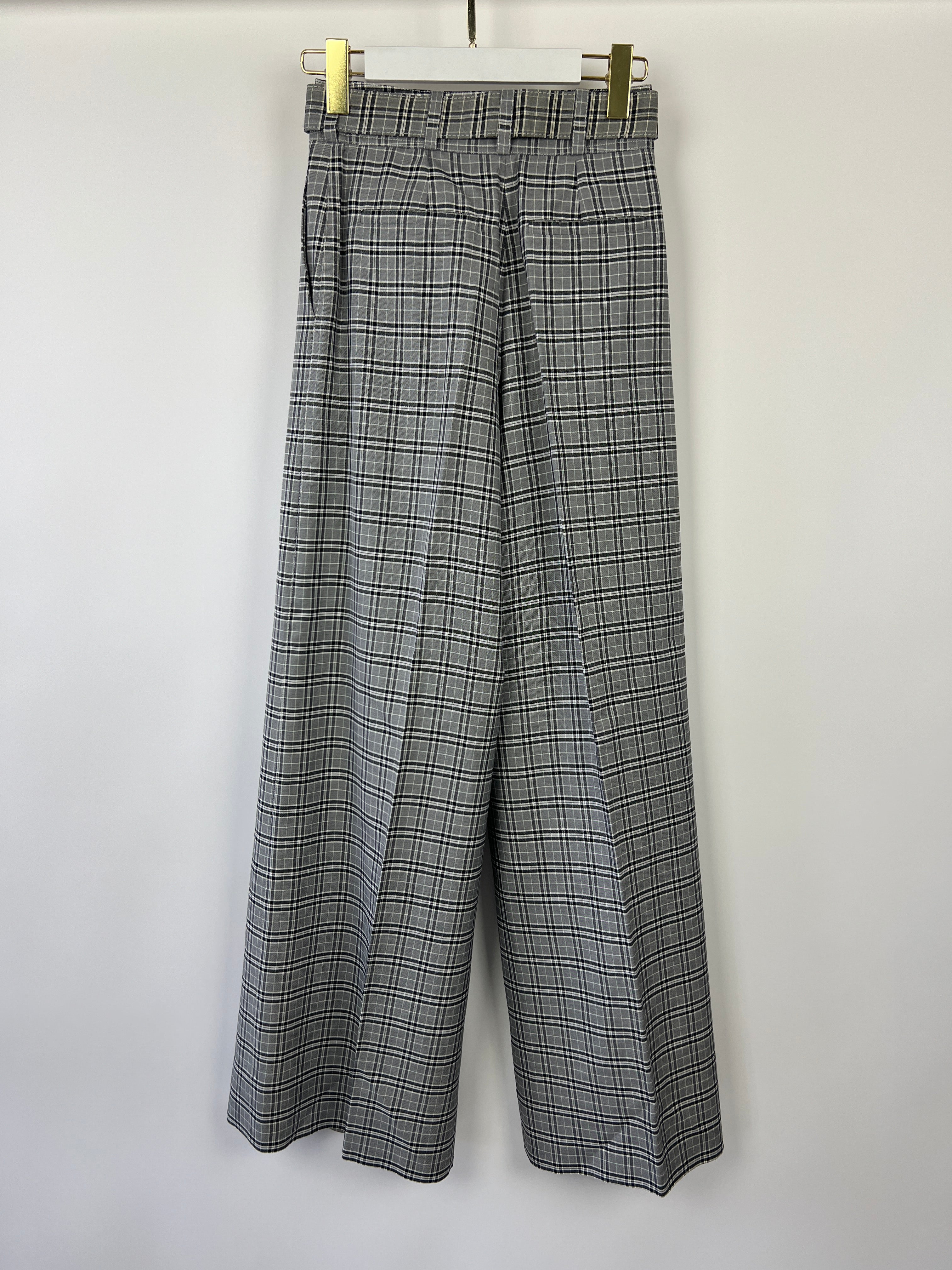Zimmermann Grey, Black Check Double Breasted Jacket and Tailored Belted Trousers Set Size 0 (UK 6) - Image 9
