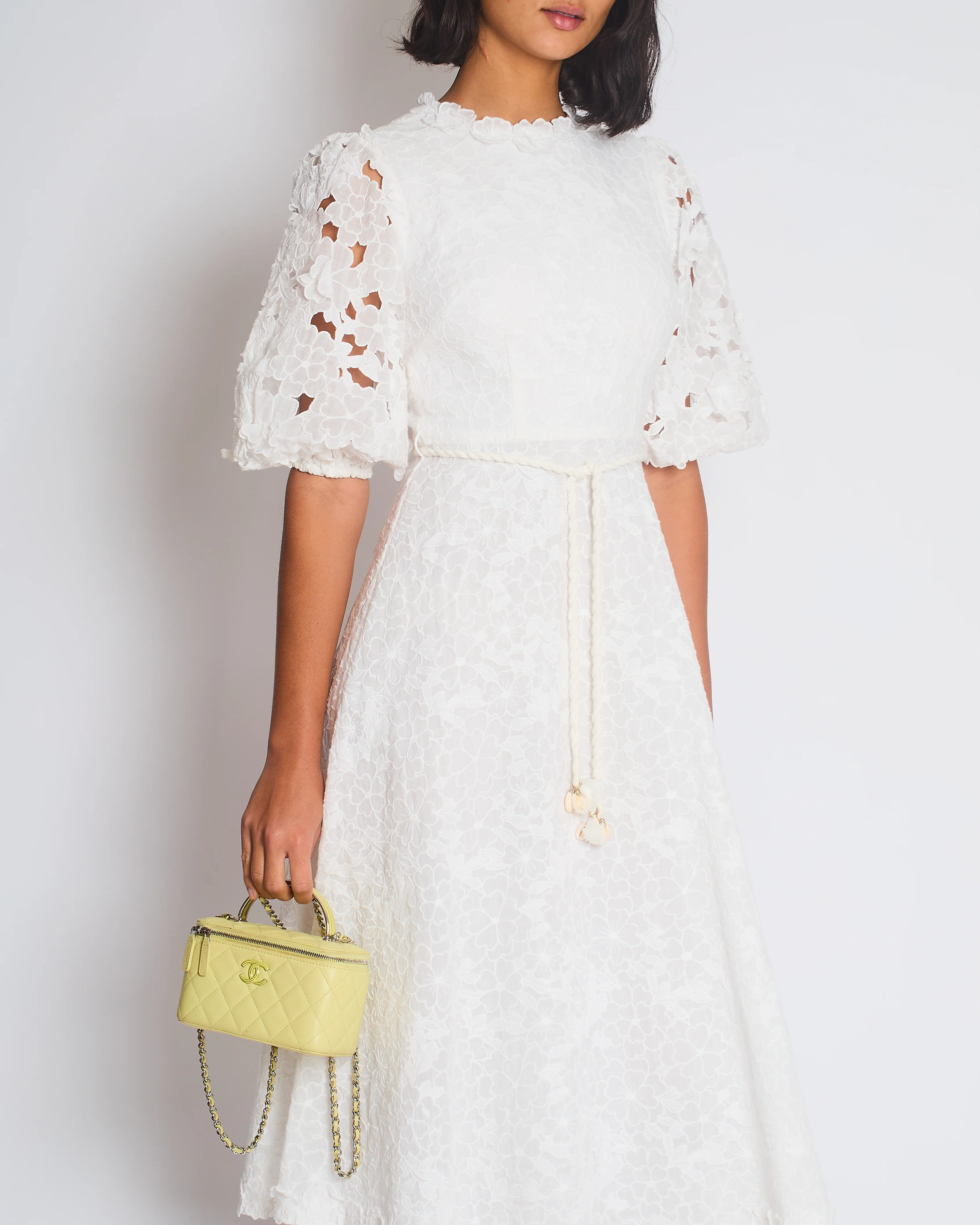 Zimmermann Lola Embroidered Ramie White Midi Dress Size 0 (UK 8) - Image 4