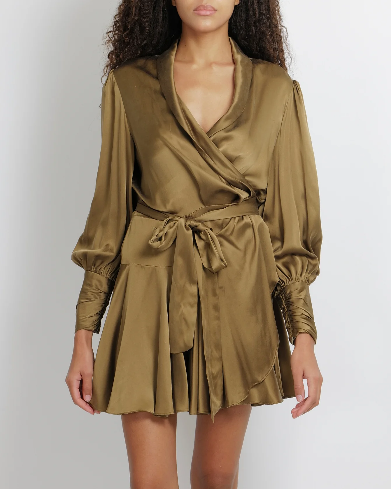 Zimmermann Olive Green Silk Wrap Mini Dress Size 3 (UK 14)