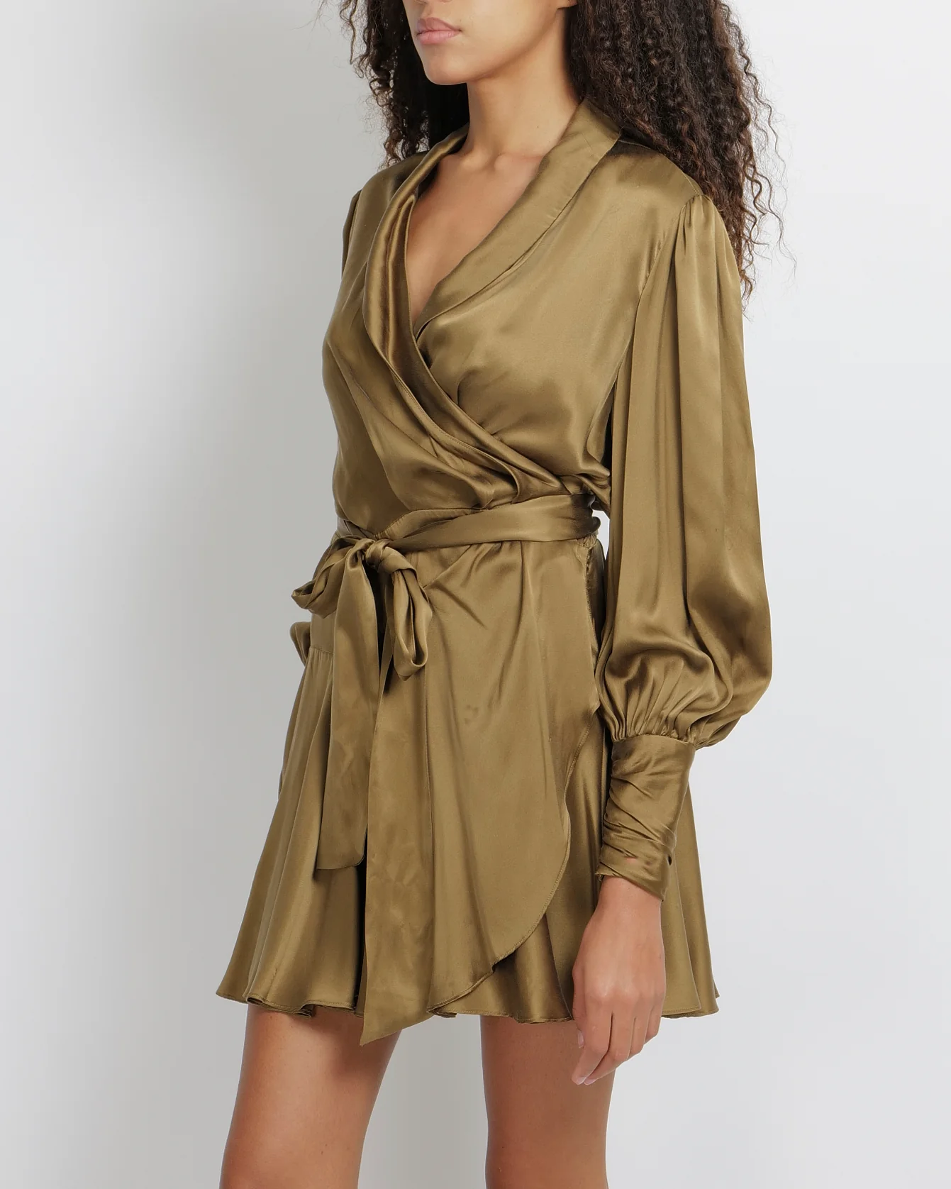 Zimmermann Olive Green Silk Wrap Mini Dress Size 3 (UK 14) - Image 2