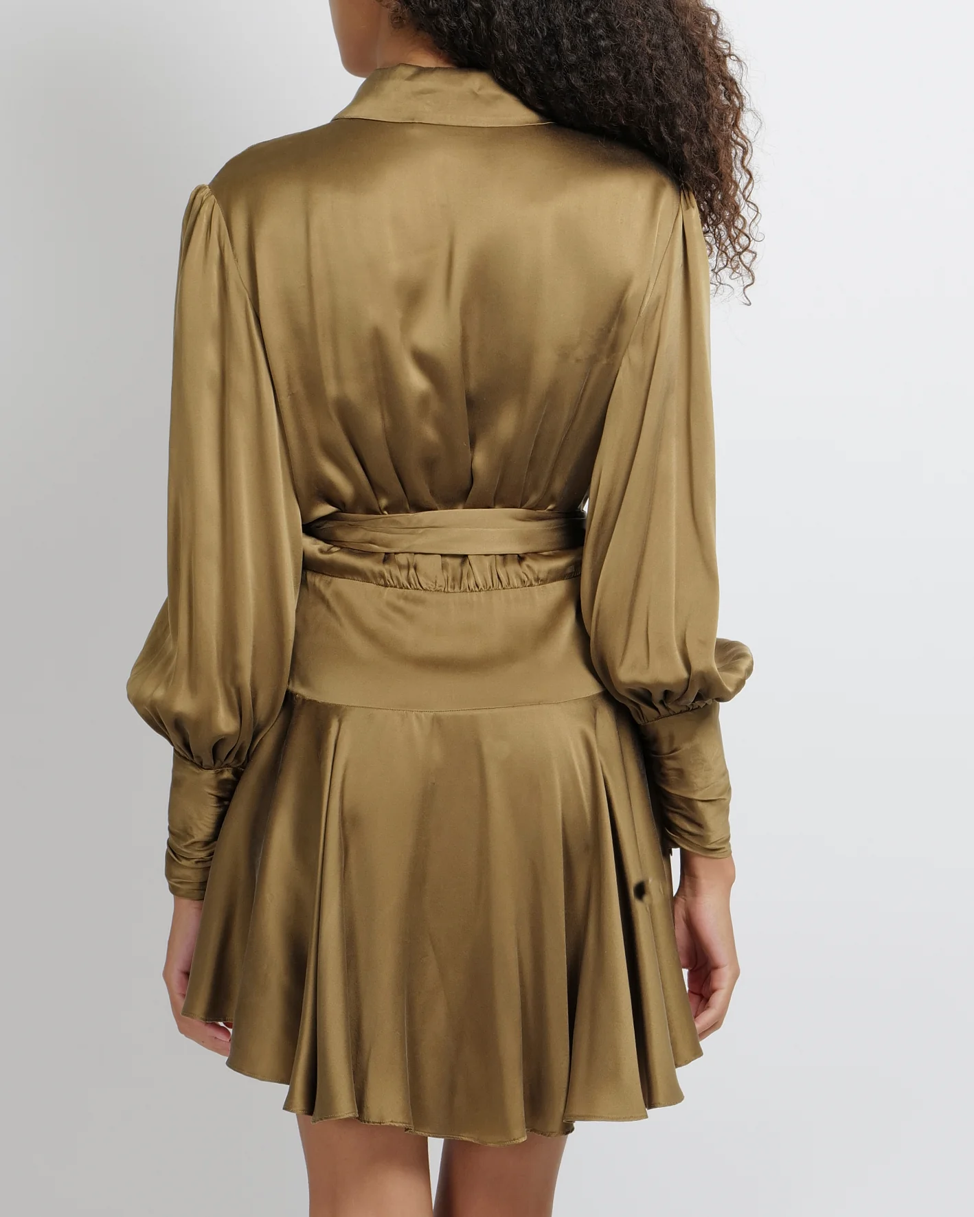 Zimmermann Olive Green Silk Wrap Mini Dress Size 3 (UK 14) - Image 3