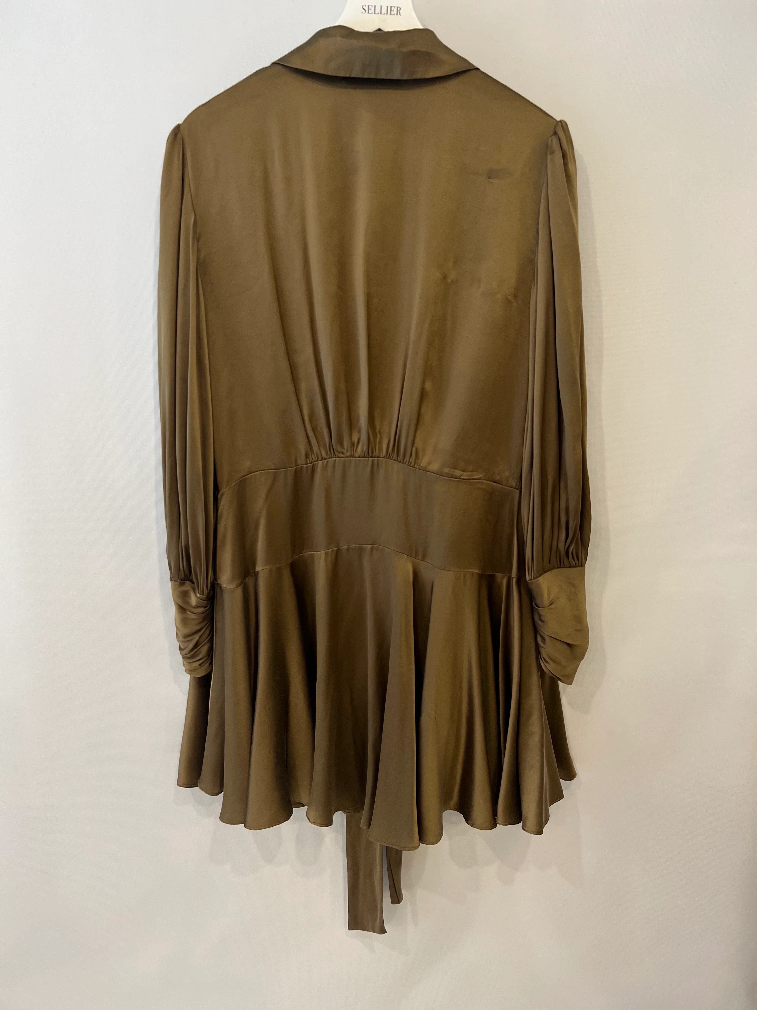 Zimmermann Olive Green Silk Wrap Mini Dress Size 3 (UK 14) - Image 8