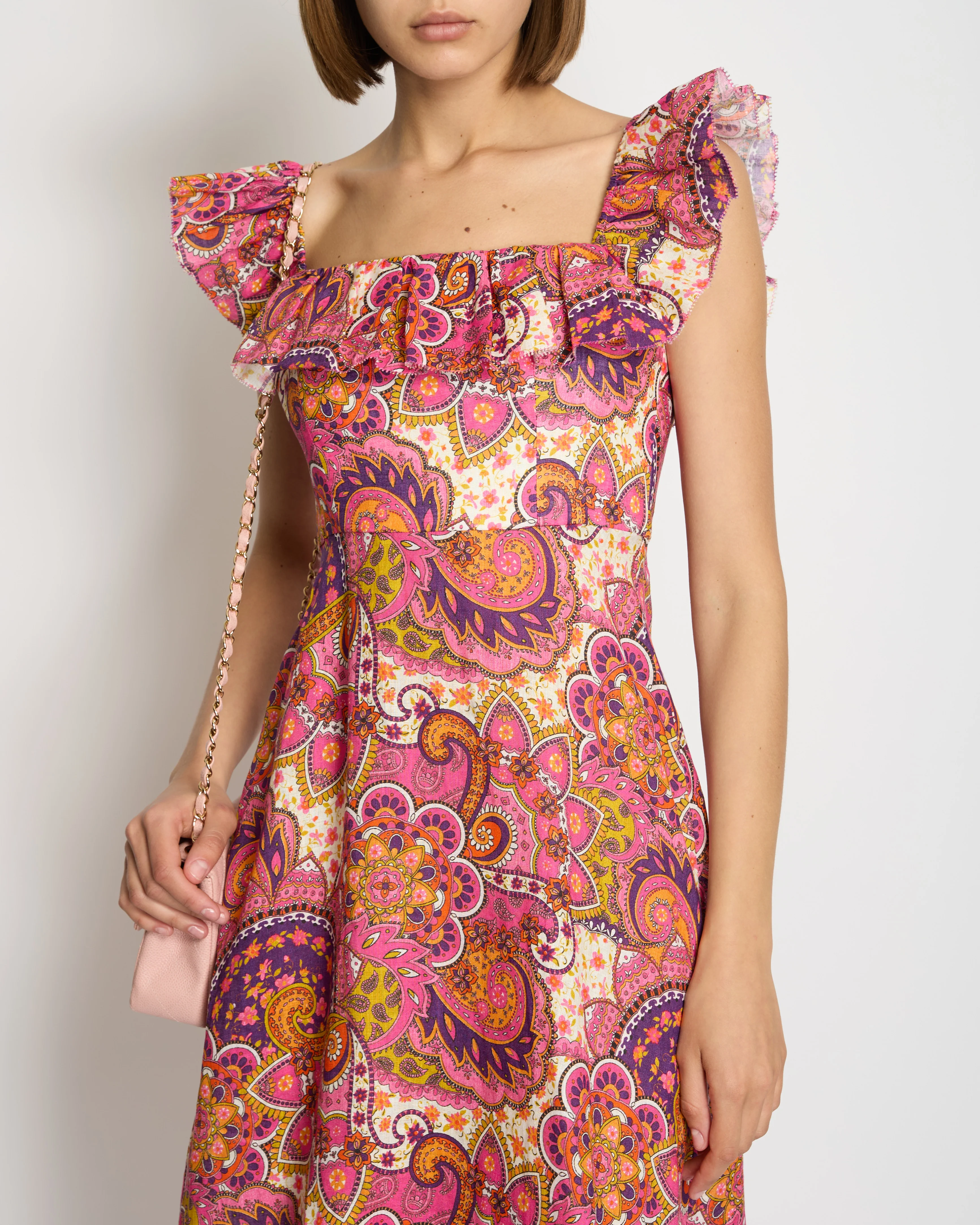 Zimmermann Pink Paisley Print Maxi Dress with Frill Detail Size 0 (UK 8) - Image 2