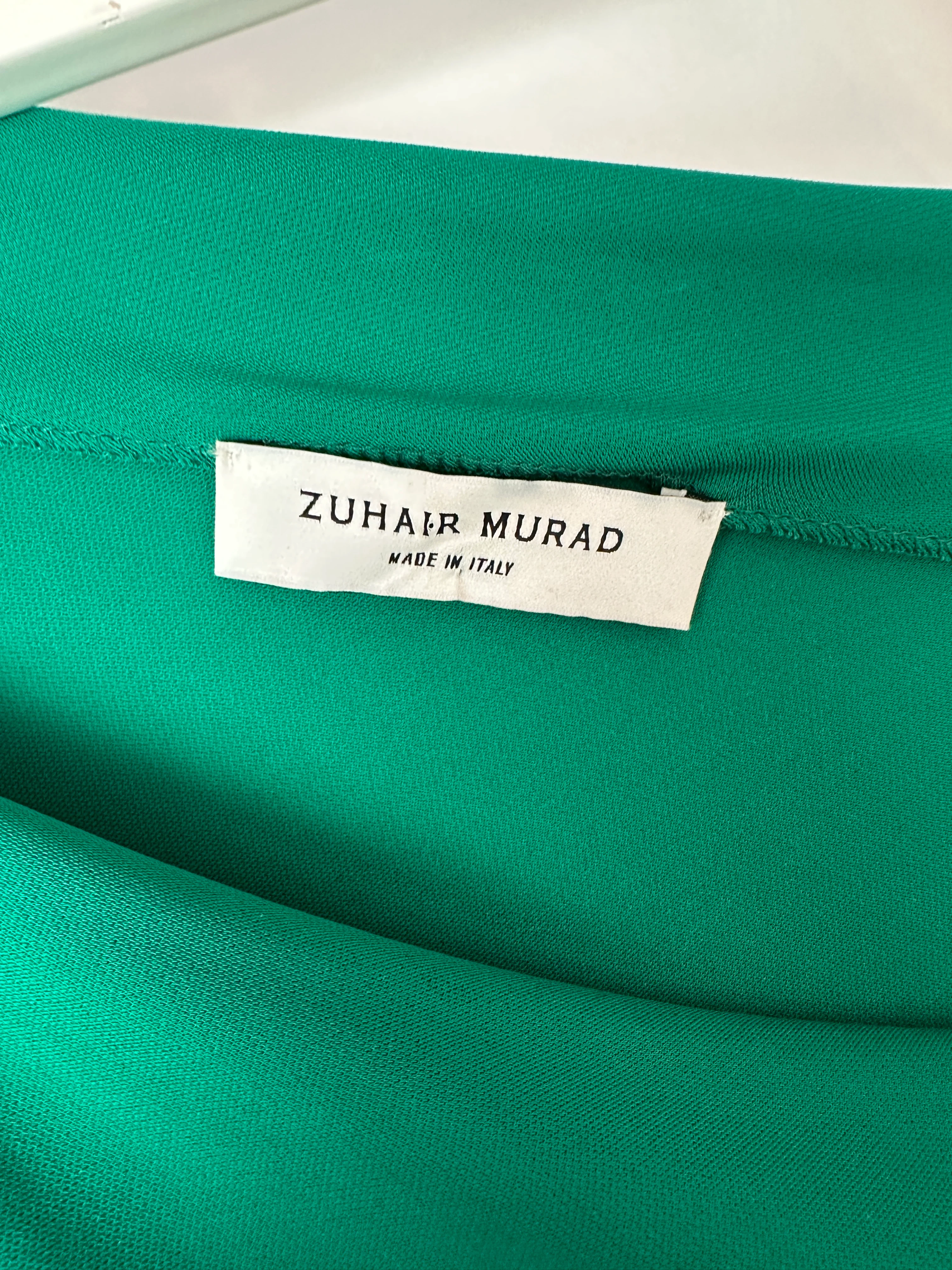 Zuhair Murad Green One-Sleeve Midi Dress with Crystal Embroidery Size IT 46 (UK 14) - Image 10
