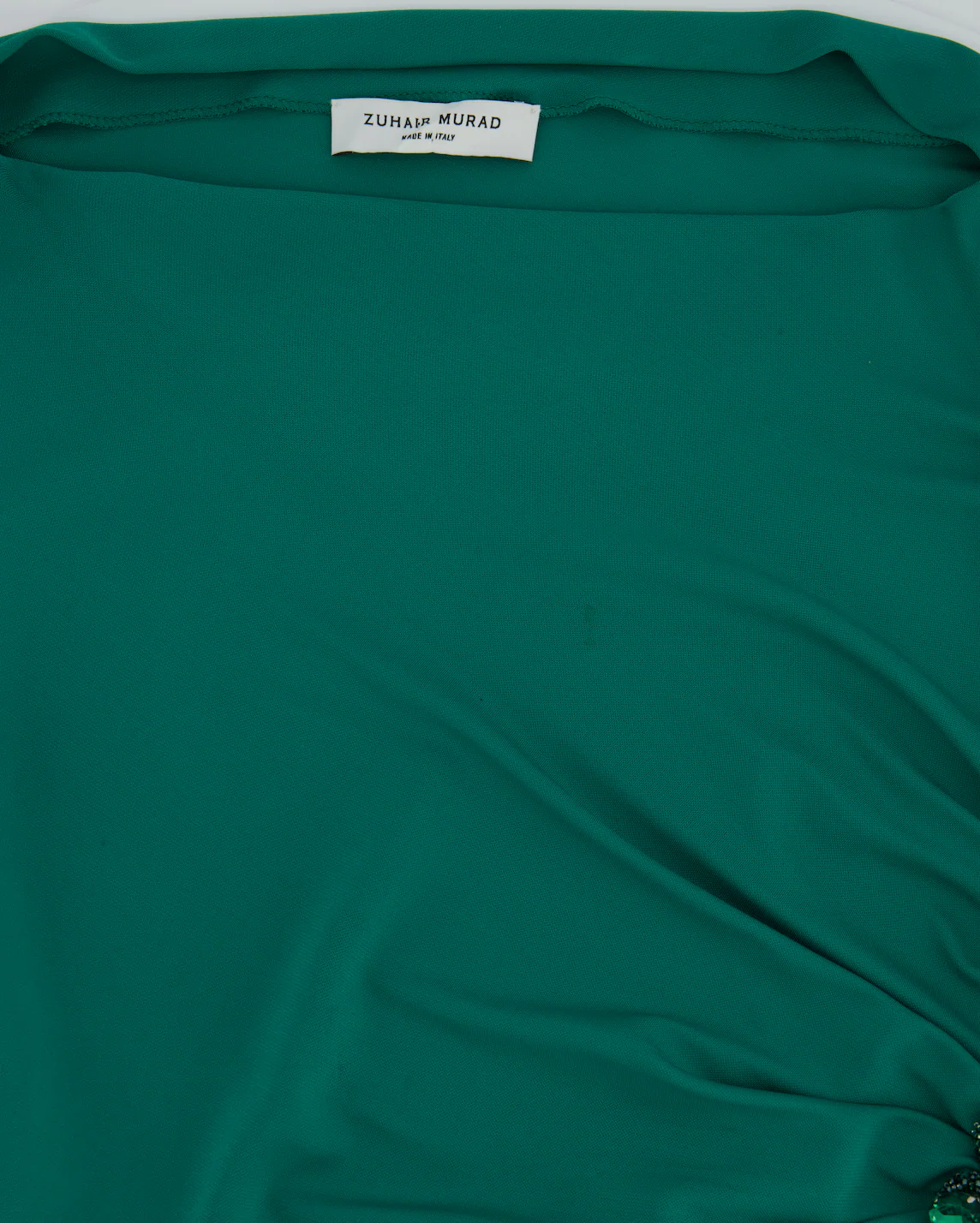 Zuhair Murad Green One-Sleeve Midi Dress with Crystal Embroidery Size IT 46 (UK 14) - Image 6