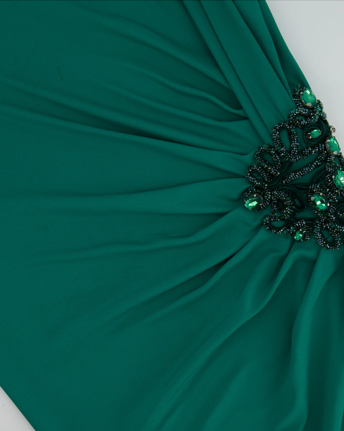 Zuhair Murad Green One-Sleeve Midi Dress with Crystal Embroidery Size IT 46 (UK 14) - Image 7