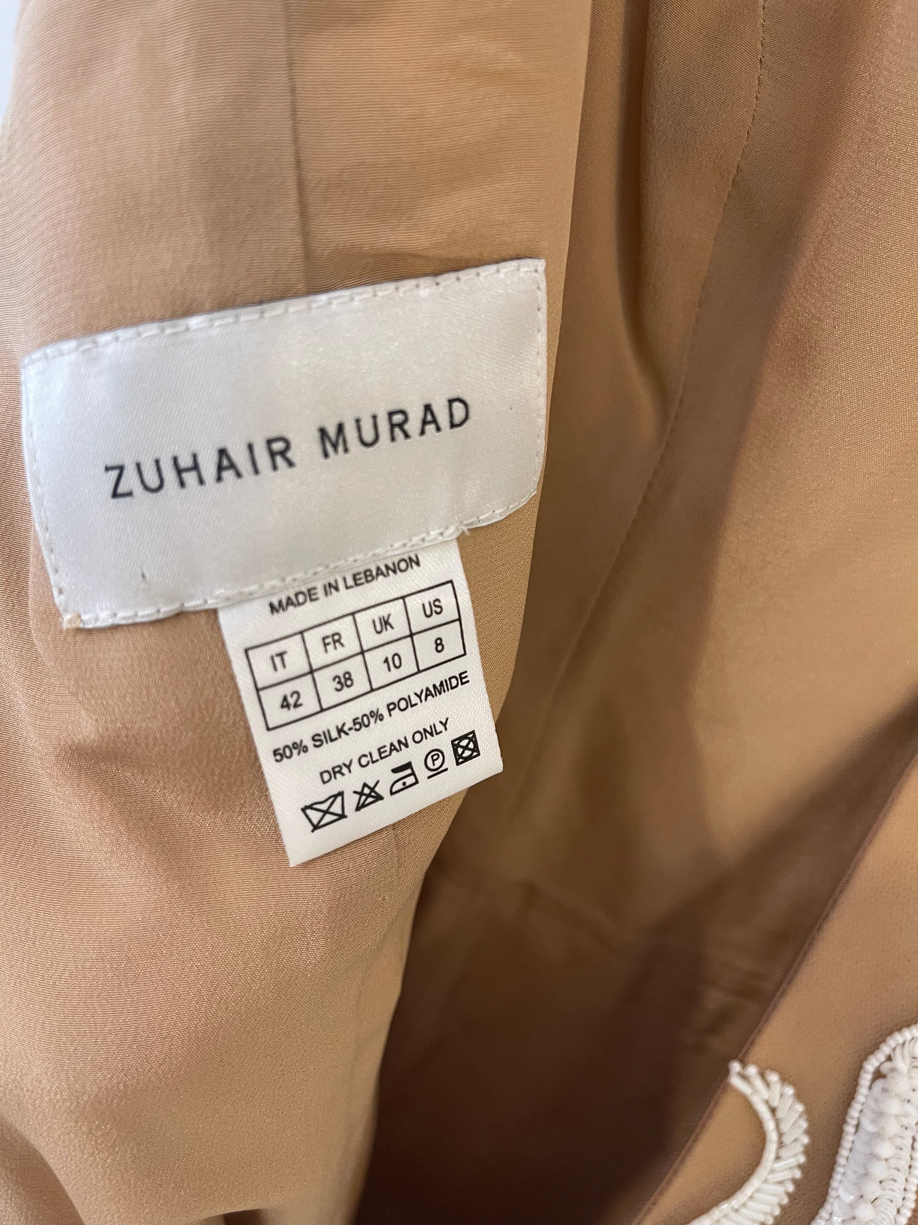 Zuhair Murad White and Beige Sequin Striped Tulle Sleeveless Mini Dress Size IT 42 (UK 10) - Image 11